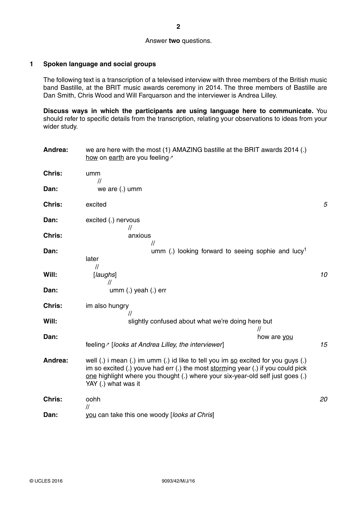 Cambridge A Level English - Language AS and A Level (from 2014) 9093 2016 May/June Paper 4 · Variant 2 question paper, page 2 of 8