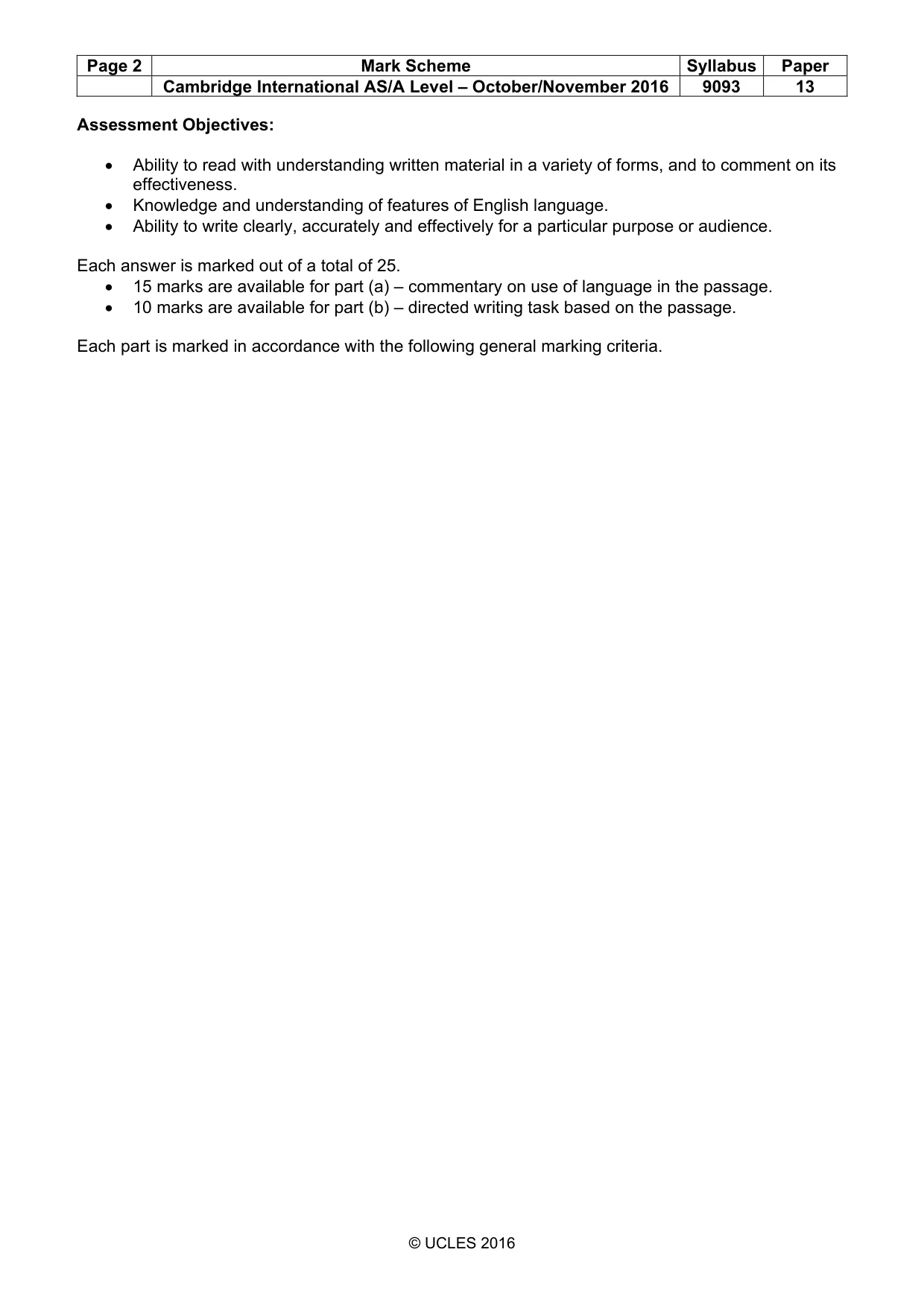 Mark scheme, page 2 of 4