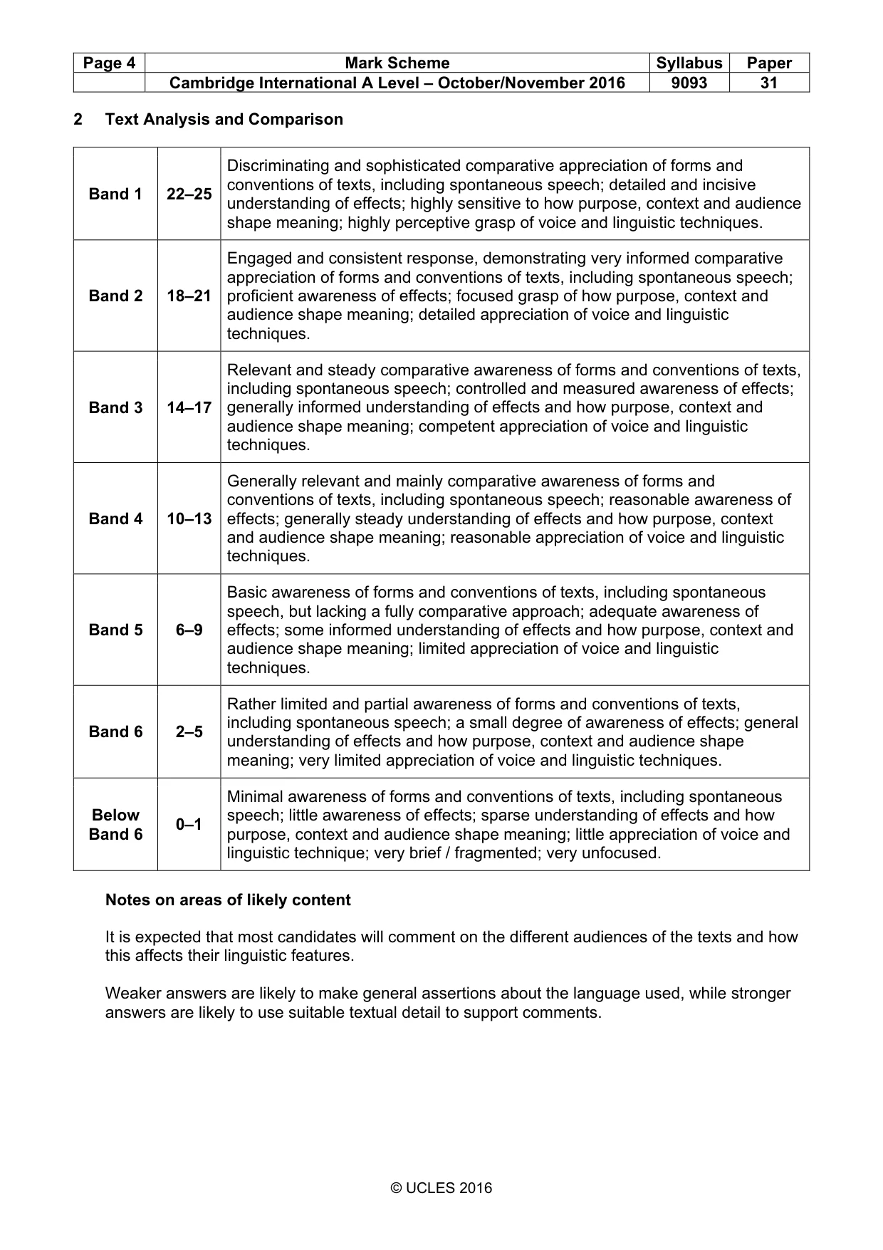 Mark scheme, page 4 of 5