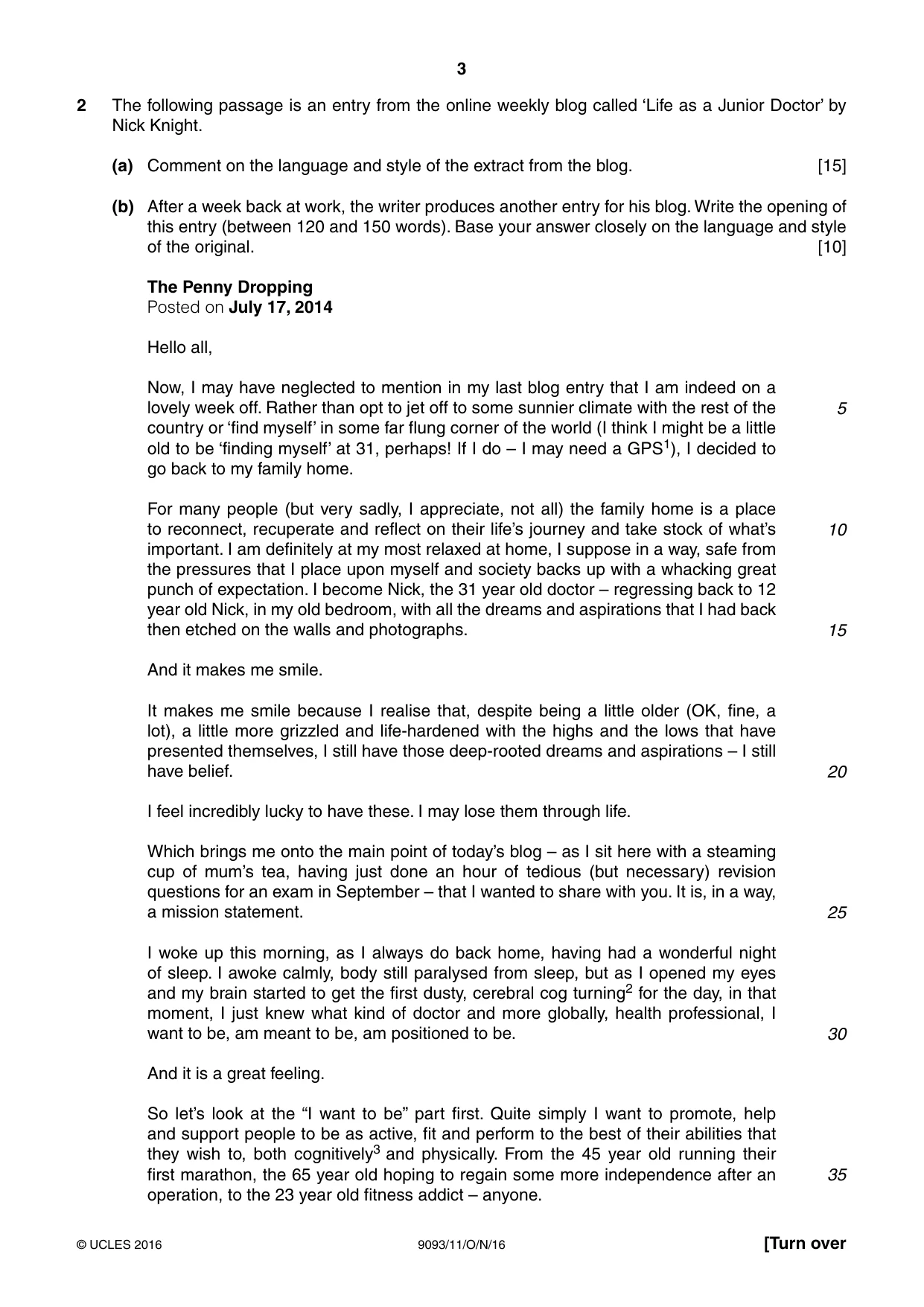 Cambridge A Level English - Language AS and A Level (from 2014) 9093 2016 Oct/Nov Paper 1 · Variant 1 question paper, page 3 of 8