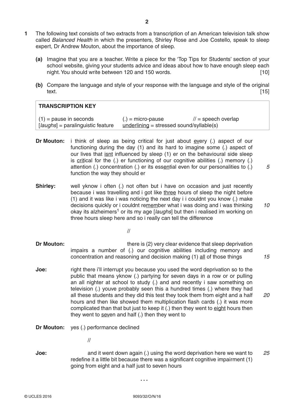 Cambridge A Level English - Language AS and A Level (from 2014) 9093 2016 Oct/Nov Paper 3 · Variant 2 question paper, page 2 of 8