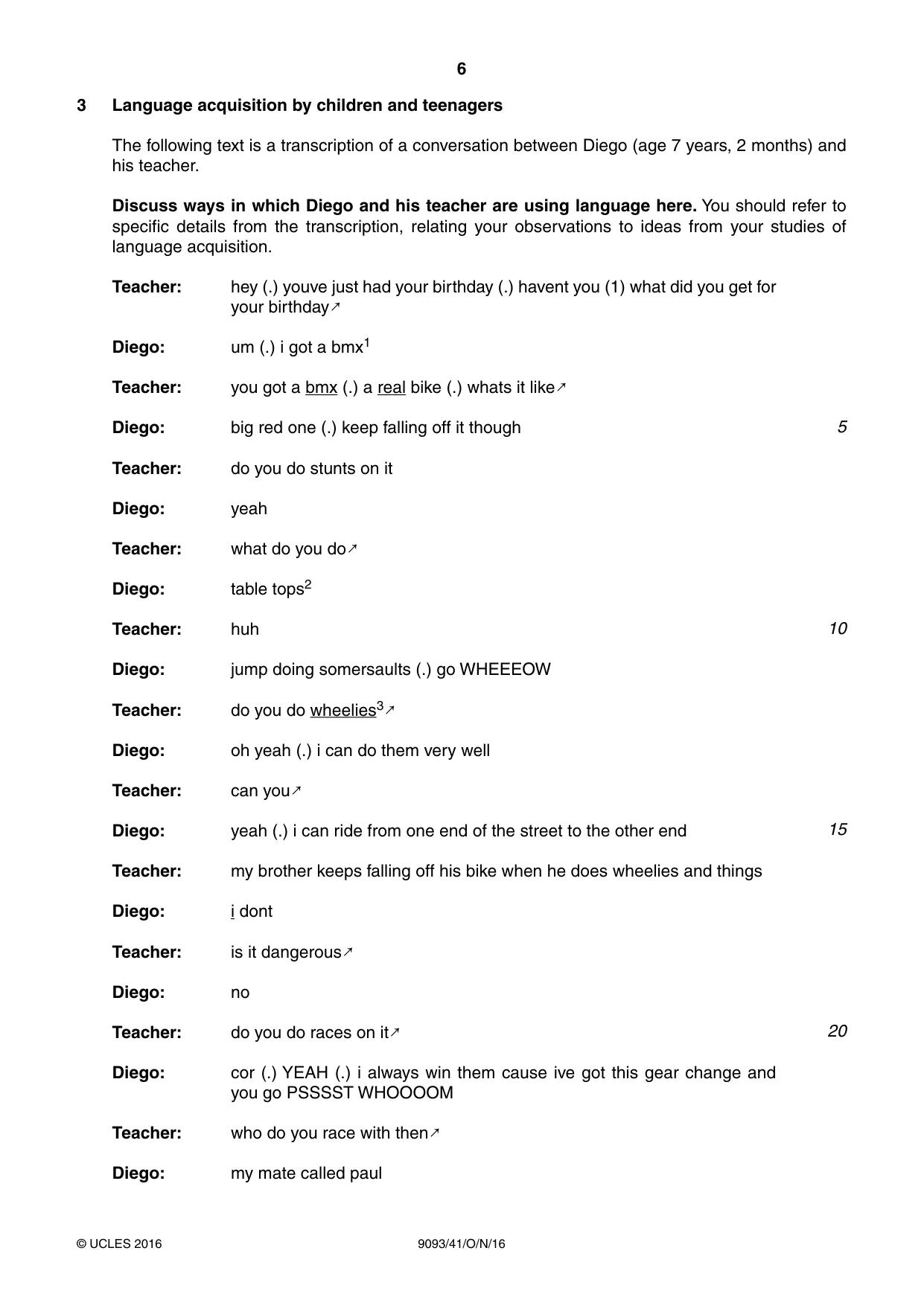 Cambridge A Level English - Language AS and A Level (from 2014) 9093 2016 Oct/Nov Paper 4 · Variant 1 question paper, page 6 of 8