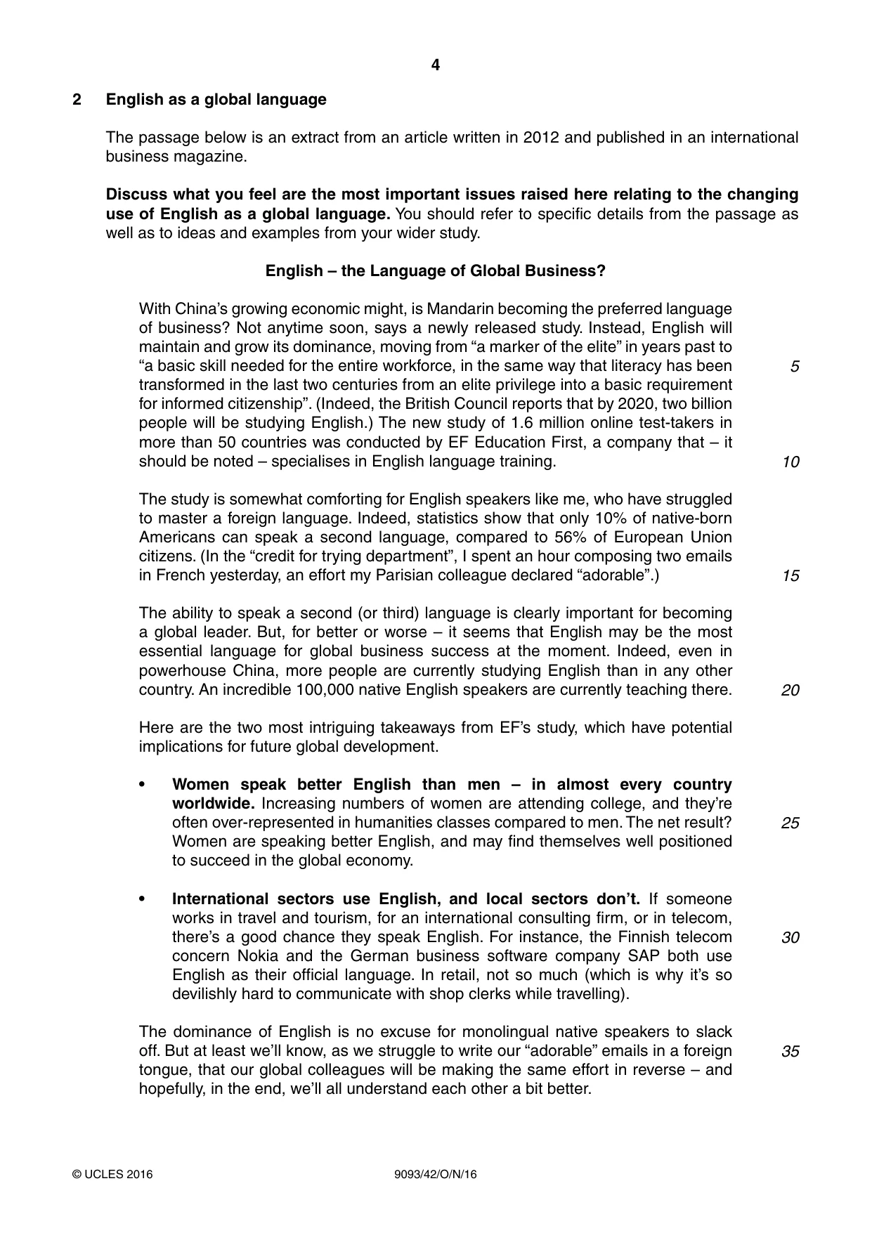 Cambridge A Level English - Language AS and A Level (from 2014) 9093 2016 Oct/Nov Paper 4 · Variant 2 question paper, page 4 of 8