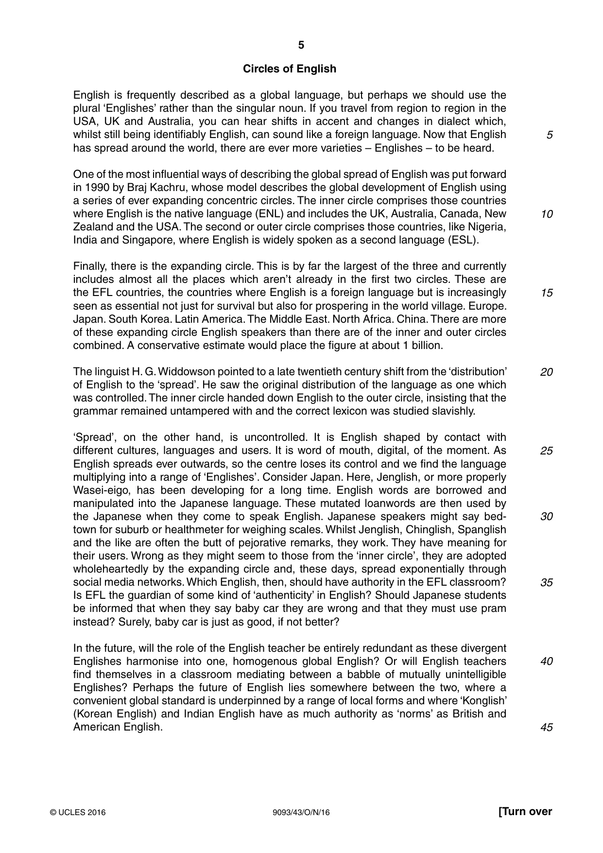Cambridge A Level English - Language AS and A Level (from 2014) 9093 2016 Oct/Nov Paper 4 · Variant 3 question paper, page 5 of 8