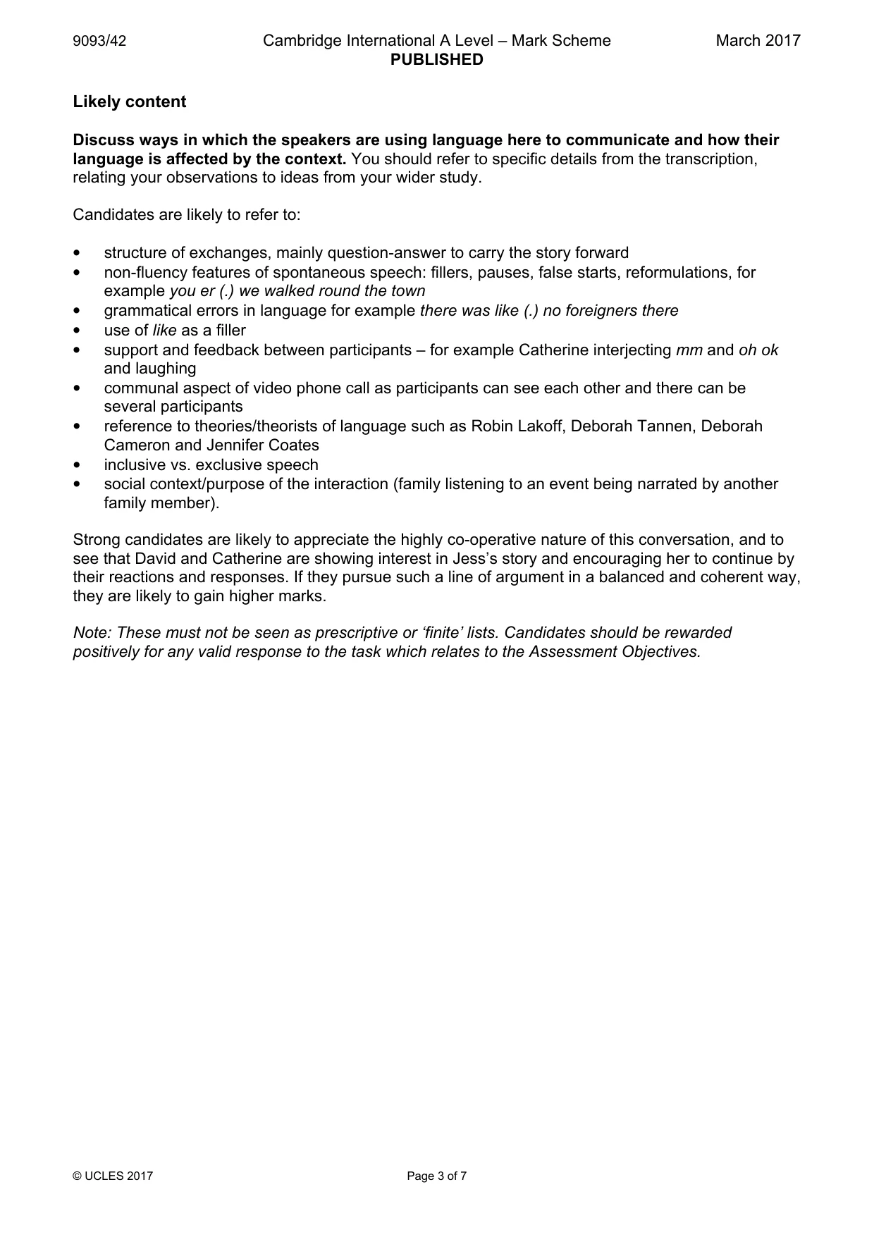 Mark scheme, page 3 of 7