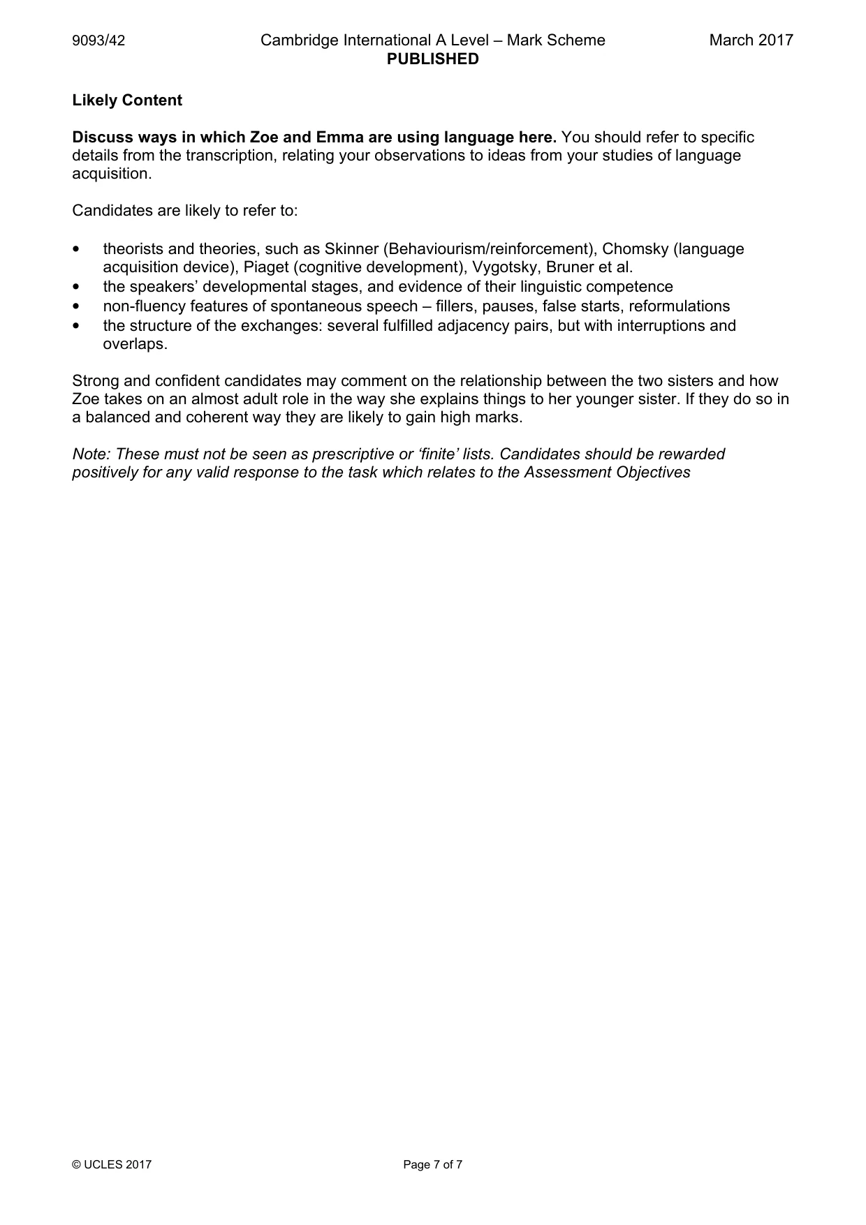 Mark scheme, page 7 of 7