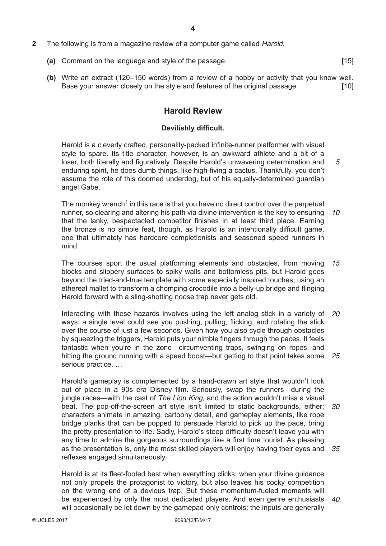 Cambridge A Level English - Language AS and A Level (from 2014) 9093 2017 Feb/March Paper 1 · Variant 2 question paper, page 4 of 8