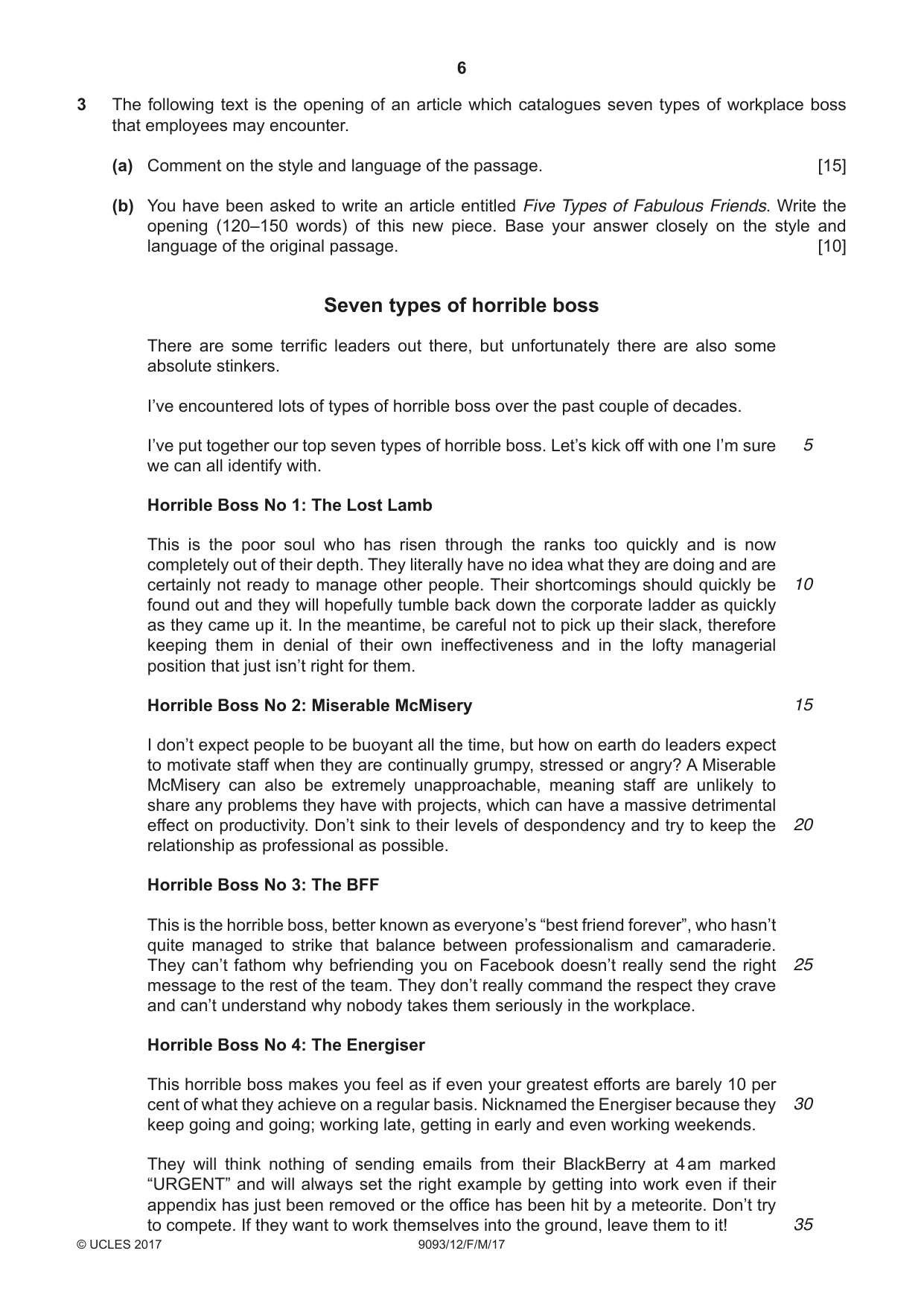 Cambridge A Level English - Language AS and A Level (from 2014) 9093 2017 Feb/March Paper 1 · Variant 2 question paper, page 6 of 8