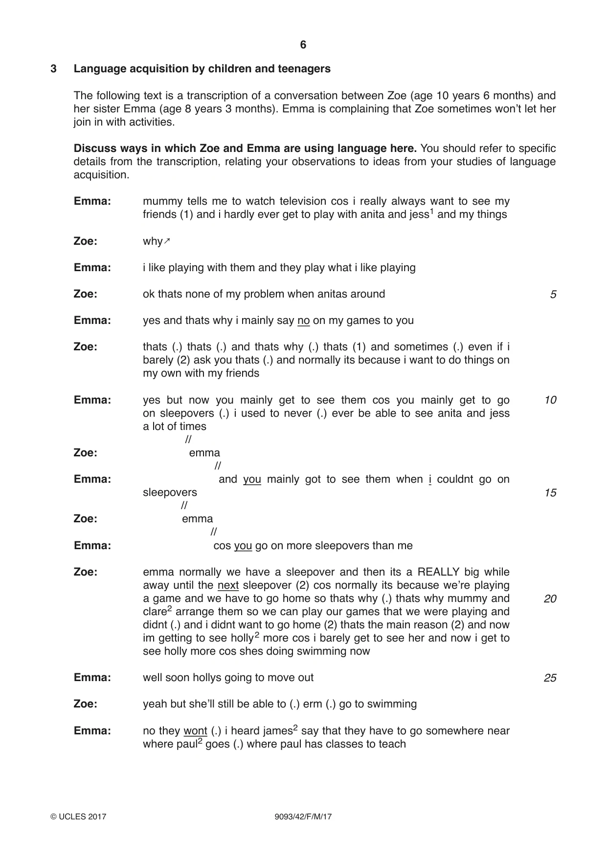 Cambridge A Level English - Language AS and A Level (from 2014) 9093 2017 Feb/March Paper 4 · Variant 2 question paper, page 6 of 8