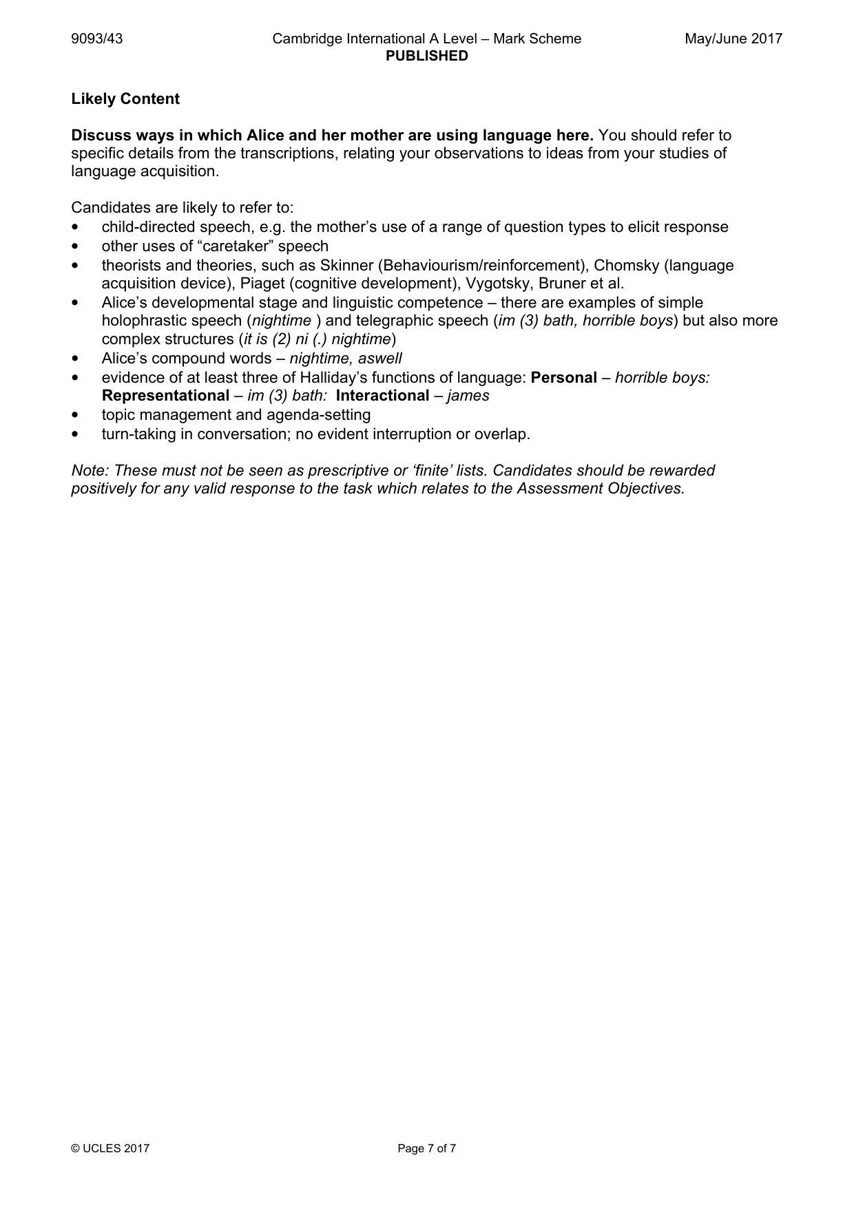 Mark scheme, page 7 of 7