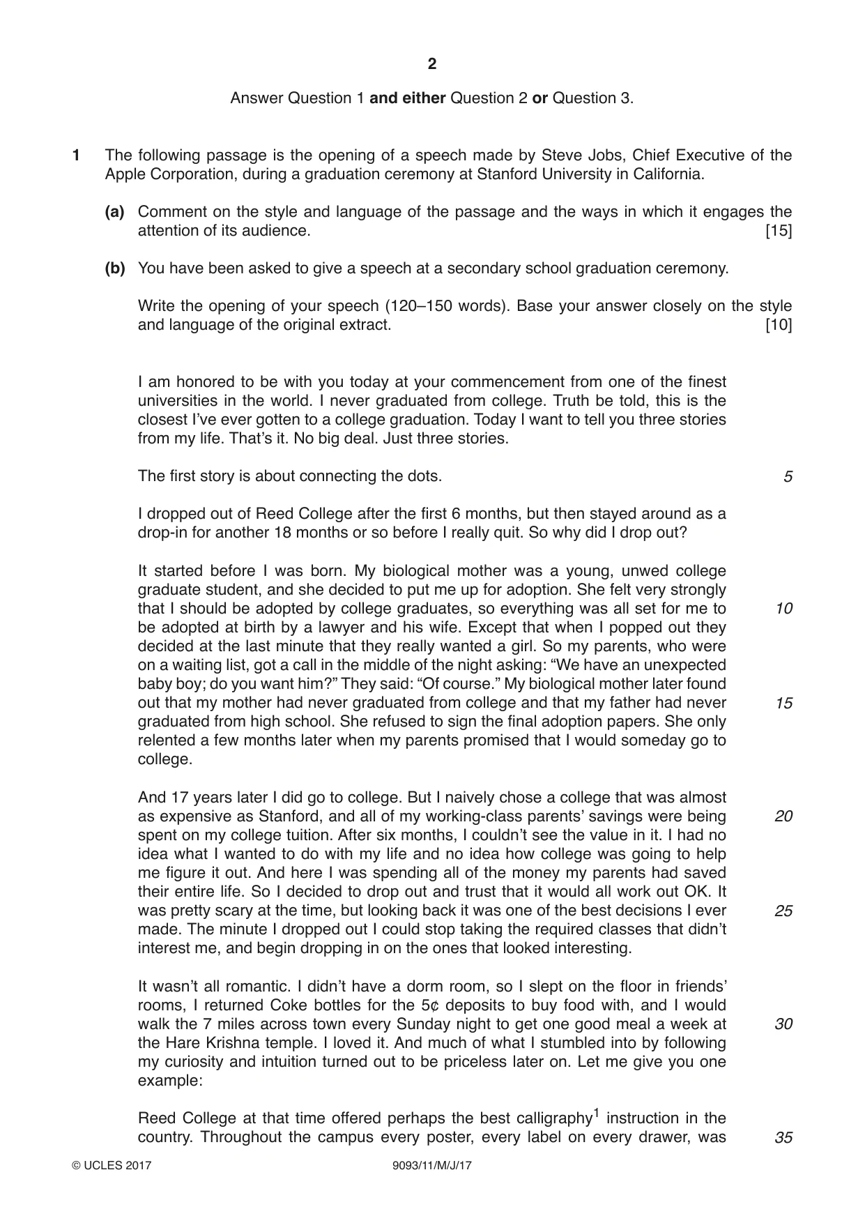 Cambridge A Level English - Language AS and A Level (from 2014) 9093 2017 May/June Paper 1 · Variant 1 question paper, page 2 of 8