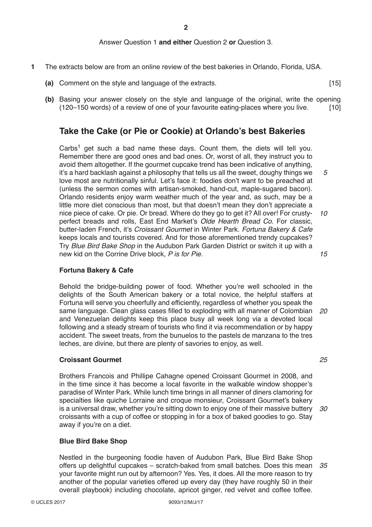 Cambridge A Level English - Language AS and A Level (from 2014) 9093 2017 May/June Paper 1 · Variant 2 question paper, page 2 of 8