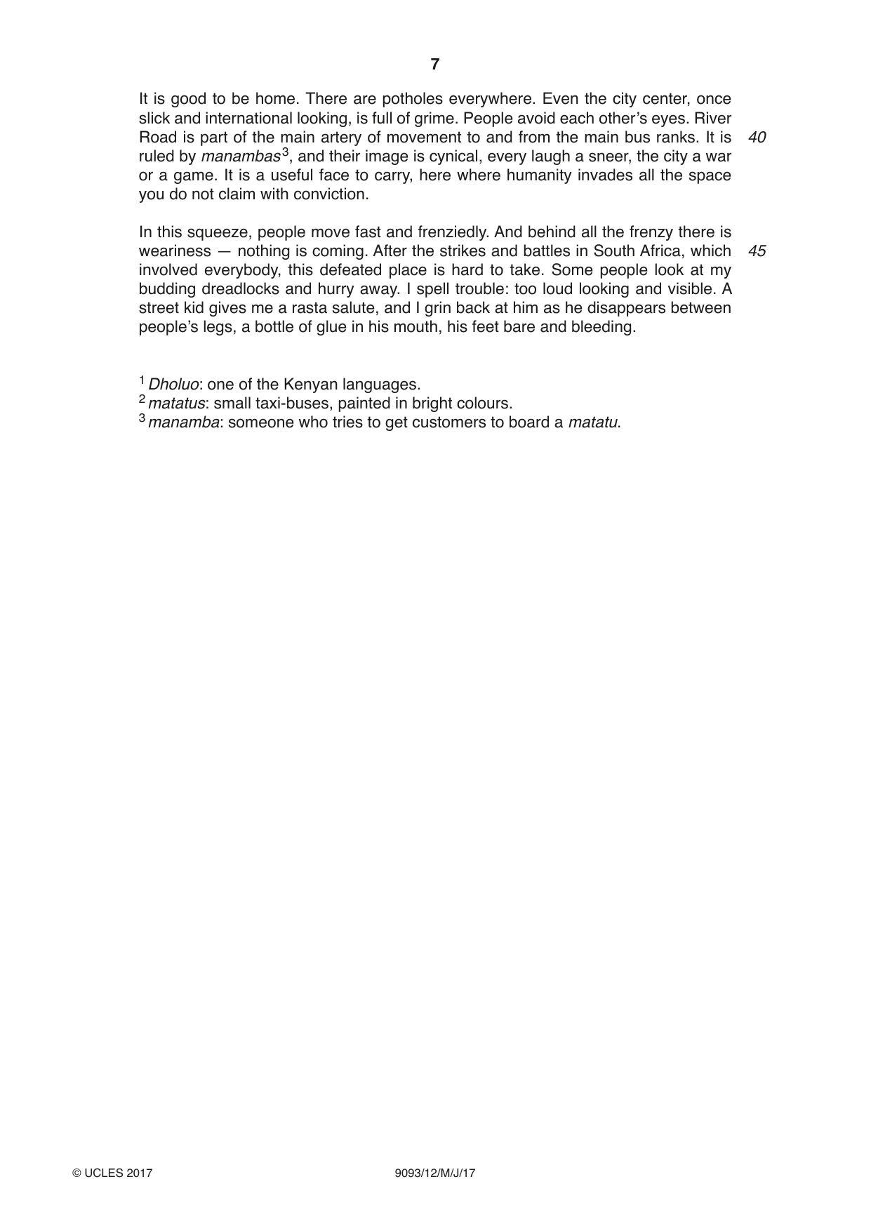 Cambridge A Level English - Language AS and A Level (from 2014) 9093 2017 May/June Paper 1 · Variant 2 question paper, page 7 of 8