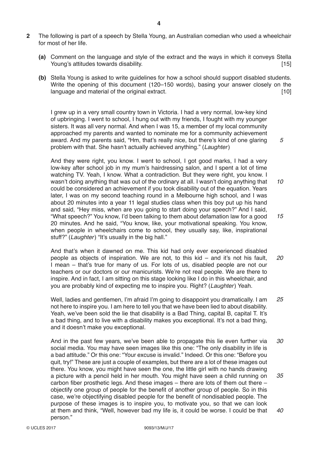 Cambridge A Level English - Language AS and A Level (from 2014) 9093 2017 May/June Paper 1 · Variant 3 question paper, page 4 of 8