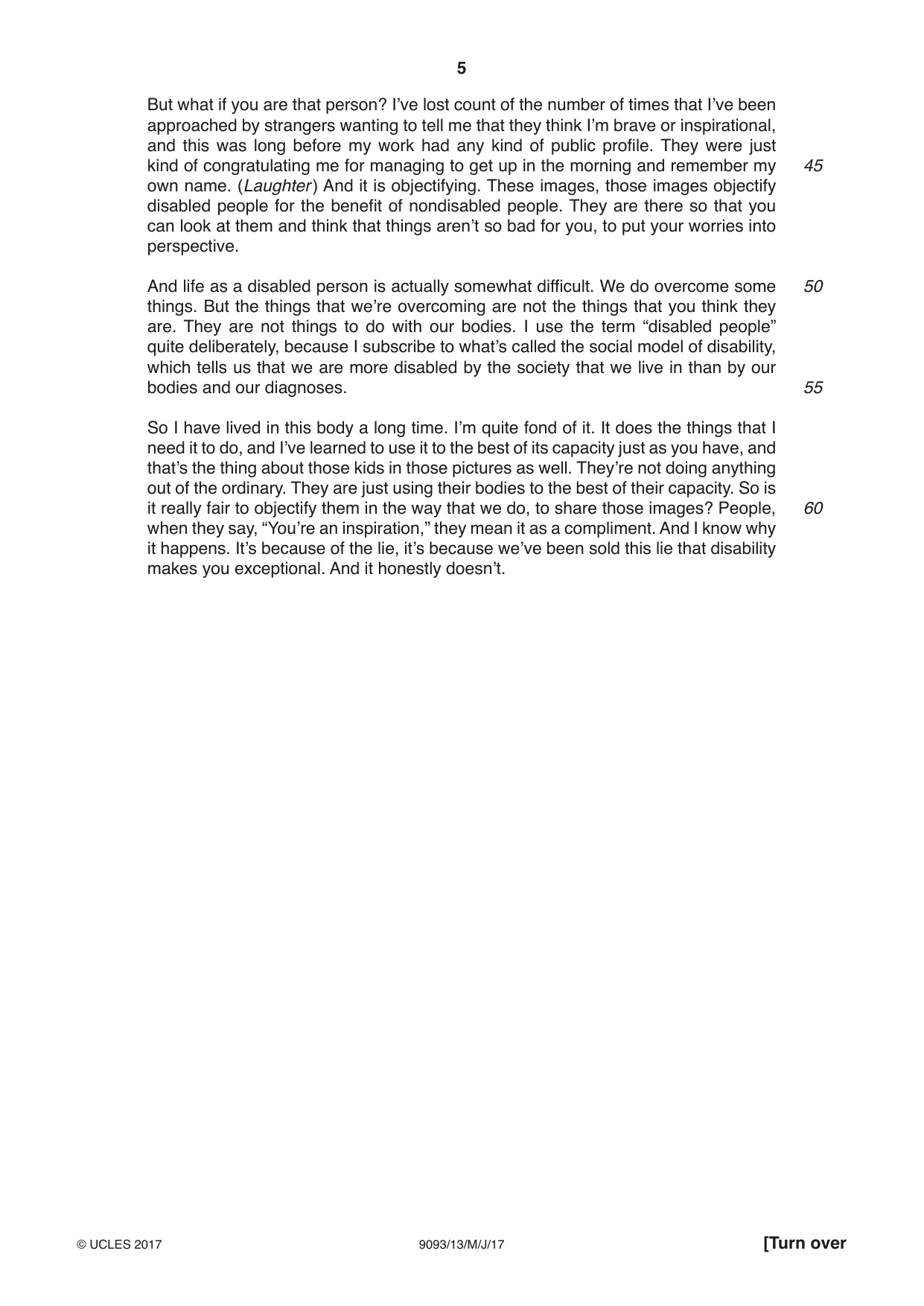 Cambridge A Level English - Language AS and A Level (from 2014) 9093 2017 May/June Paper 1 · Variant 3 question paper, page 5 of 8