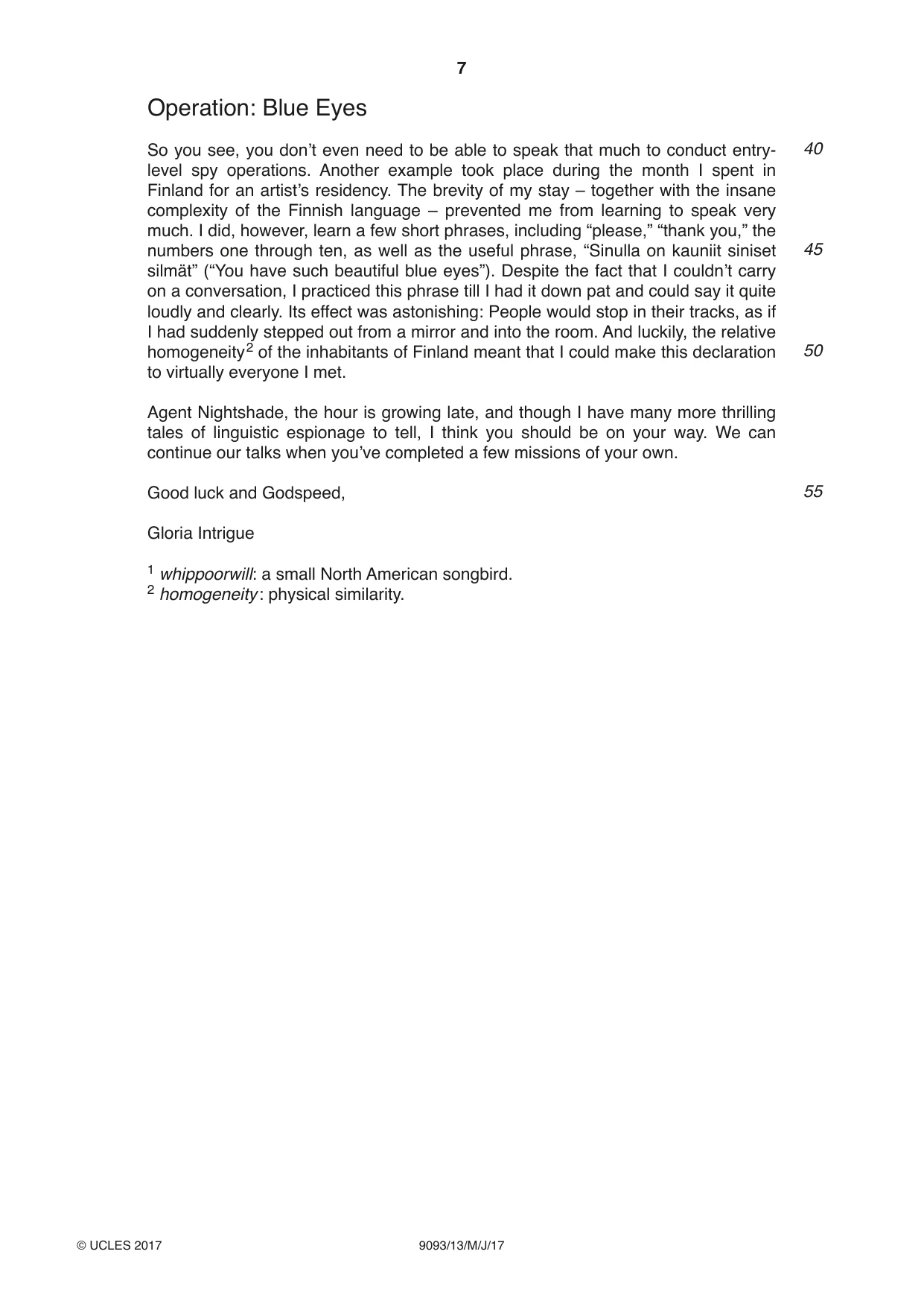 Cambridge A Level English - Language AS and A Level (from 2014) 9093 2017 May/June Paper 1 · Variant 3 question paper, page 7 of 8