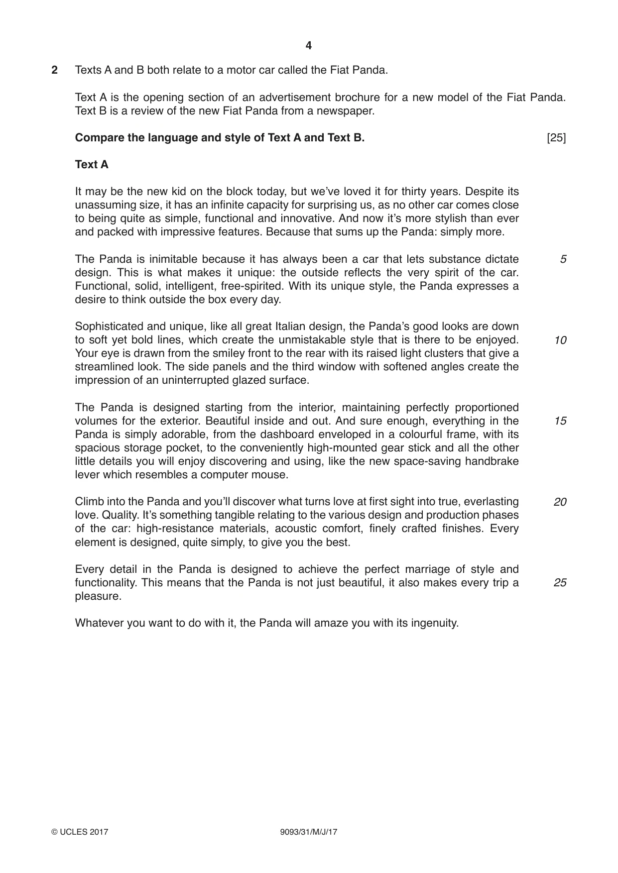Cambridge A Level English - Language AS and A Level (from 2014) 9093 2017 May/June Paper 3 · Variant 1 question paper, page 4 of 8