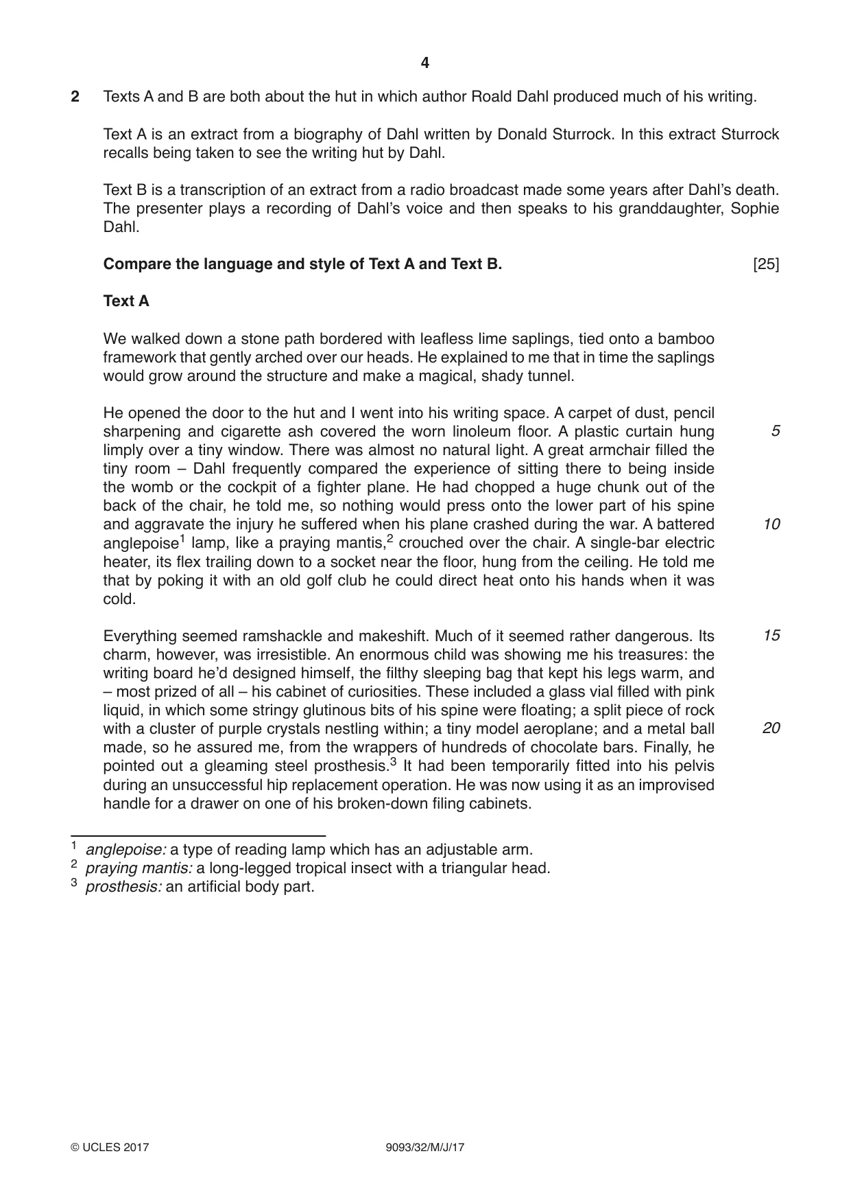 Cambridge A Level English - Language AS and A Level (from 2014) 9093 2017 May/June Paper 3 · Variant 2 question paper, page 4 of 8