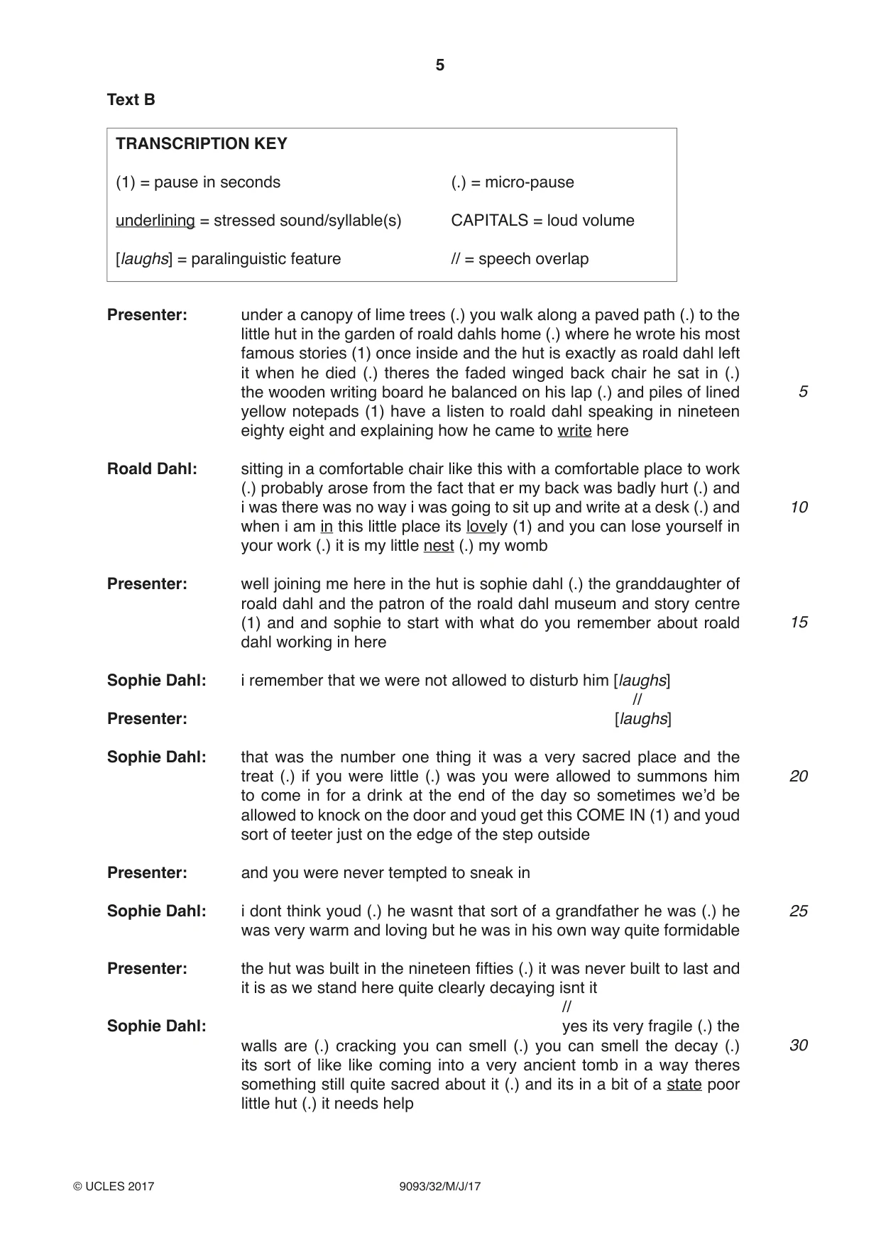 Cambridge A Level English - Language AS and A Level (from 2014) 9093 2017 May/June Paper 3 · Variant 2 question paper, page 5 of 8