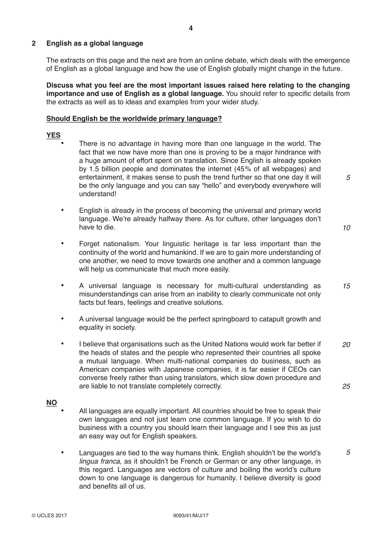 Cambridge A Level English - Language AS and A Level (from 2014) 9093 2017 May/June Paper 4 · Variant 1 question paper, page 4 of 8