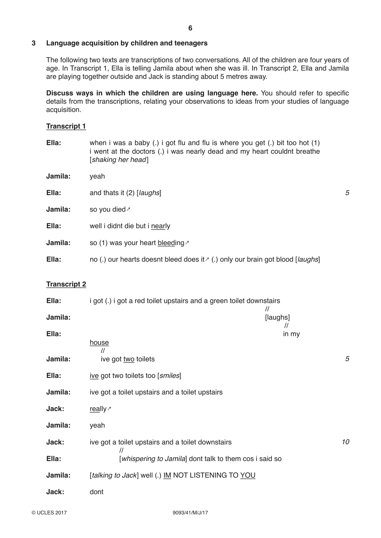 Cambridge A Level English - Language AS and A Level (from 2014) 9093 2017 May/June Paper 4 · Variant 1 question paper, page 6 of 8