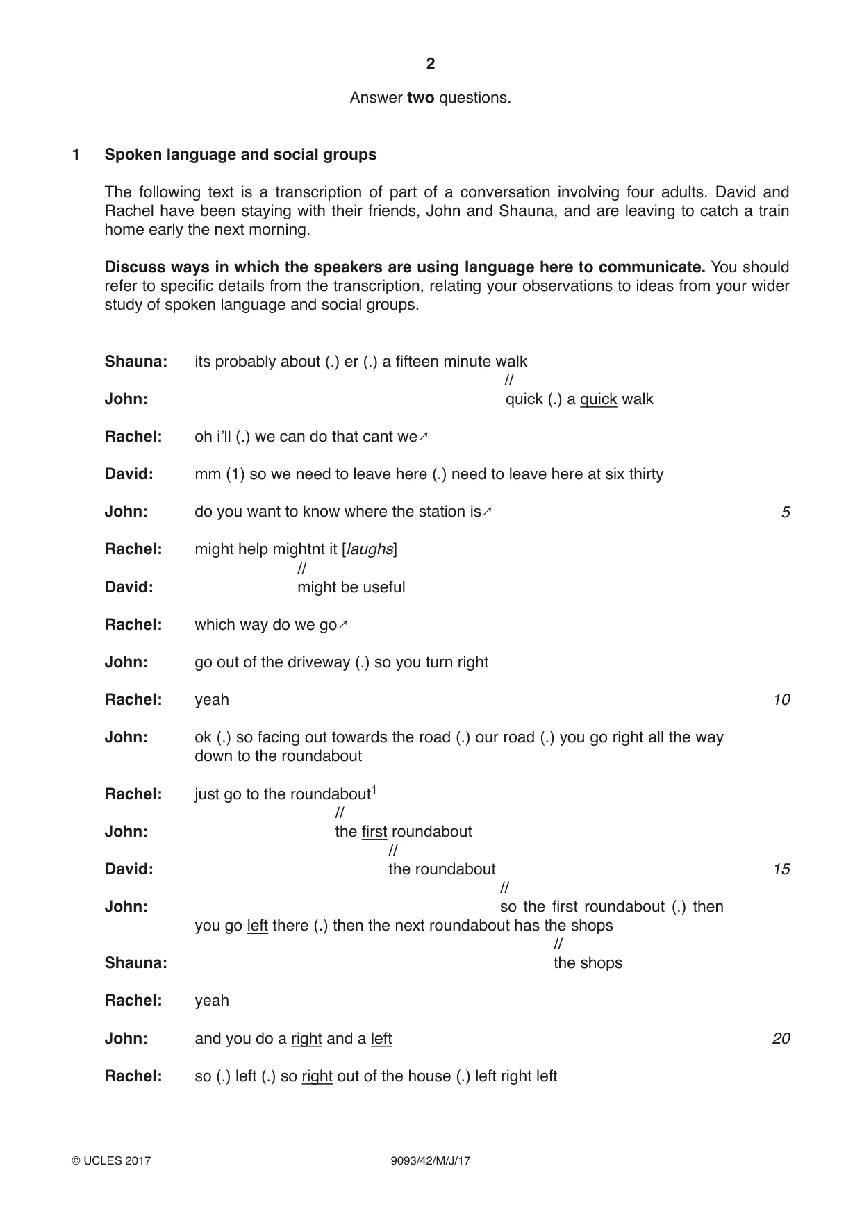 Cambridge A Level English - Language AS and A Level (from 2014) 9093 2017 May/June Paper 4 · Variant 2 question paper, page 2 of 8