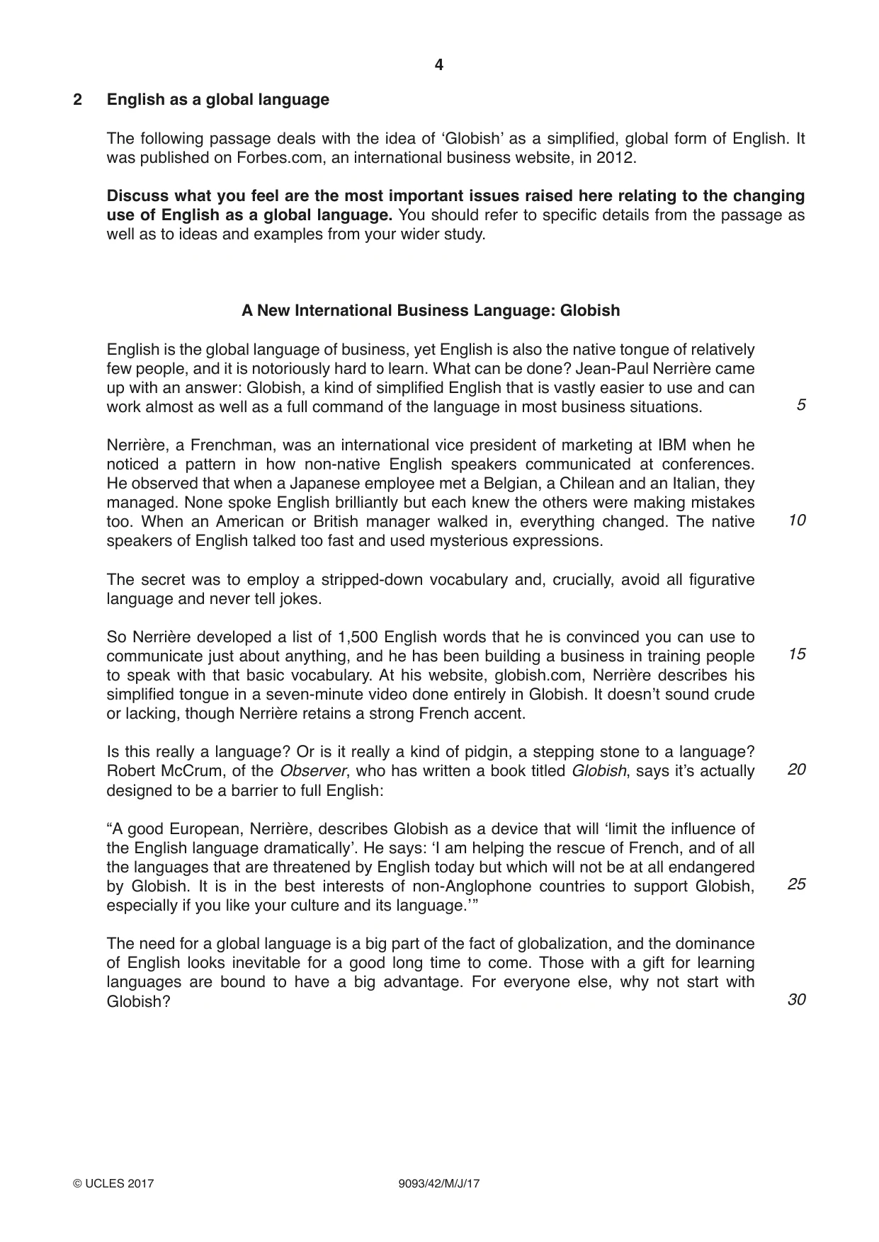 Cambridge A Level English - Language AS and A Level (from 2014) 9093 2017 May/June Paper 4 · Variant 2 question paper, page 4 of 8