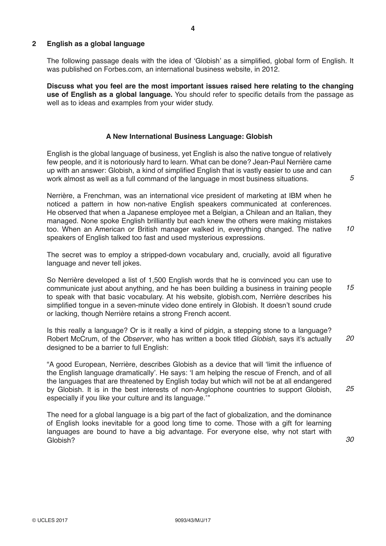 Cambridge A Level English - Language AS and A Level (from 2014) 9093 2017 May/June Paper 4 · Variant 3 question paper, page 4 of 8