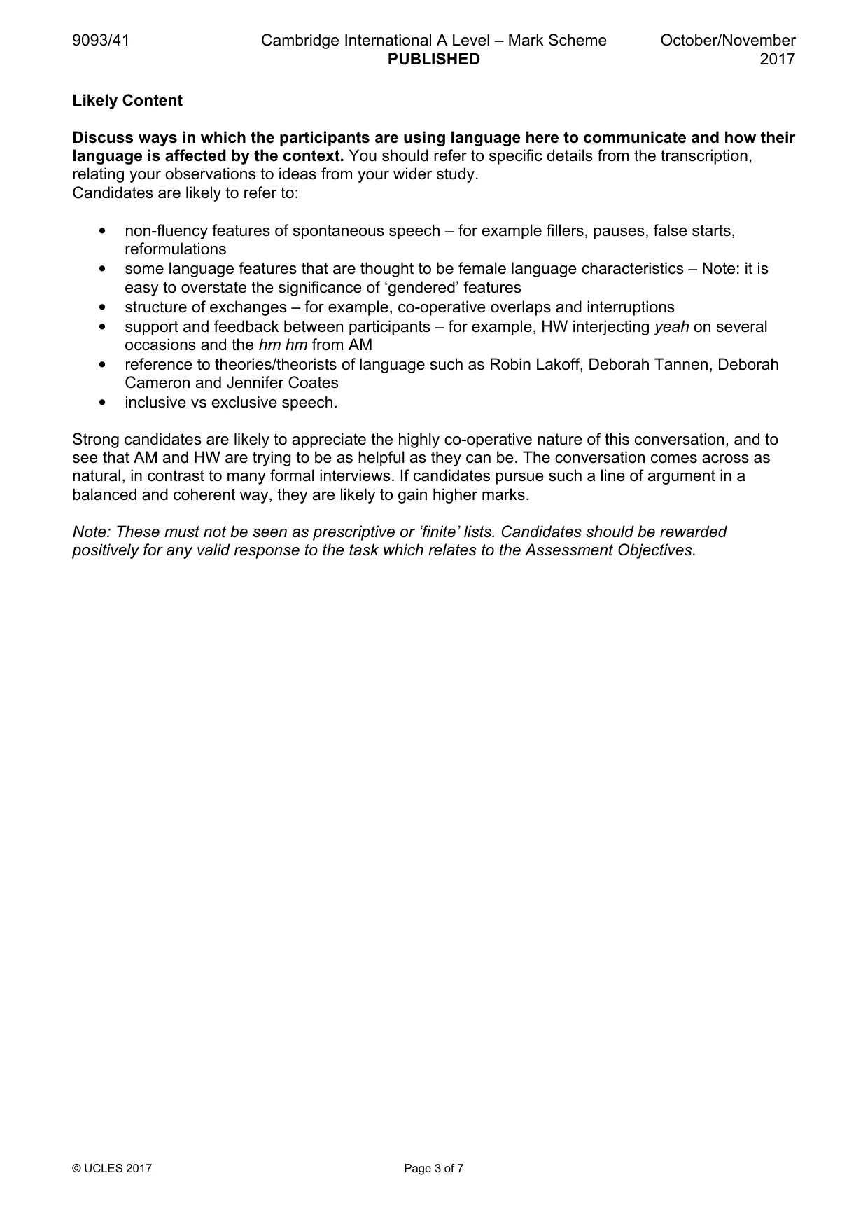 Mark scheme, page 3 of 7