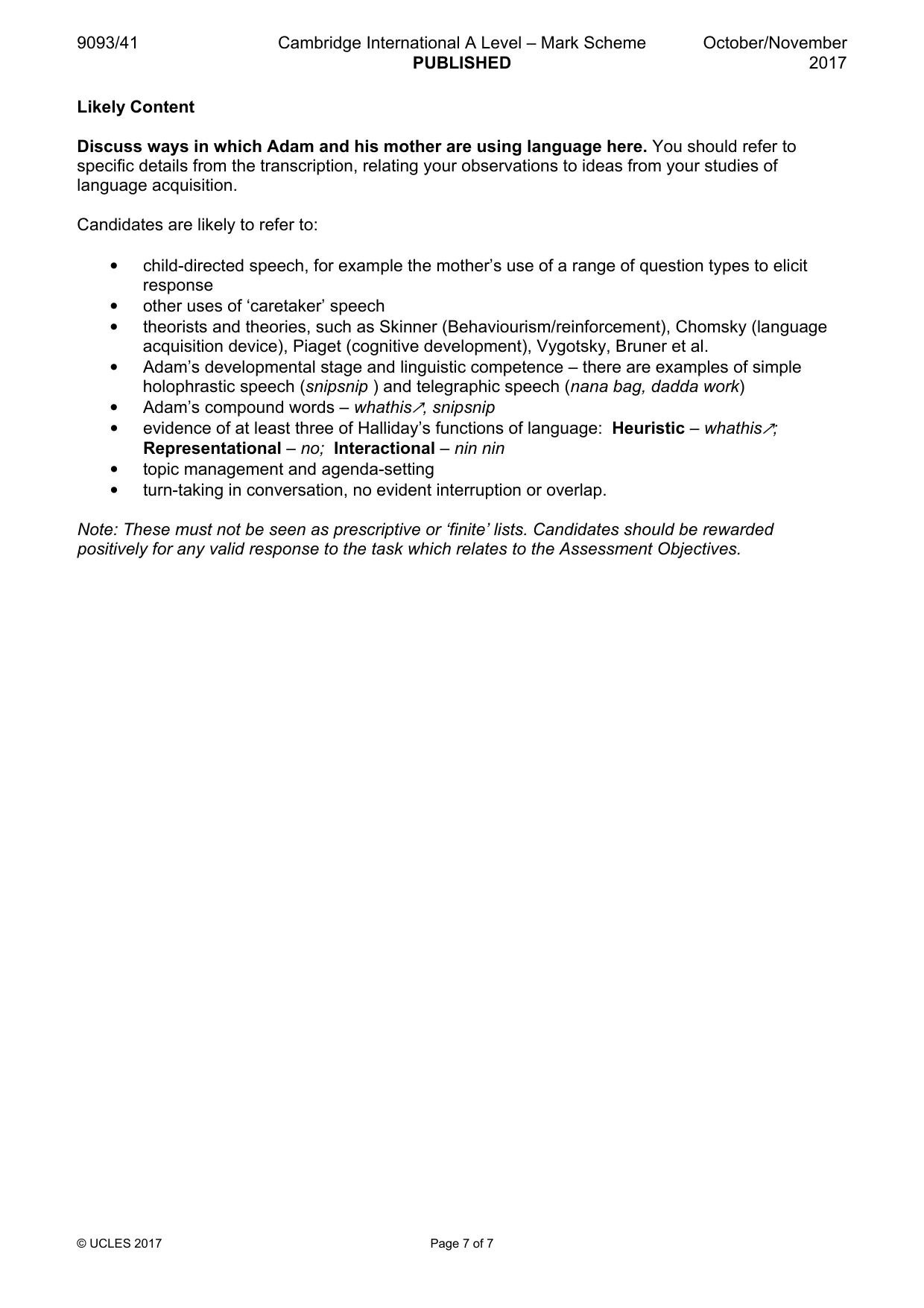 Mark scheme, page 7 of 7