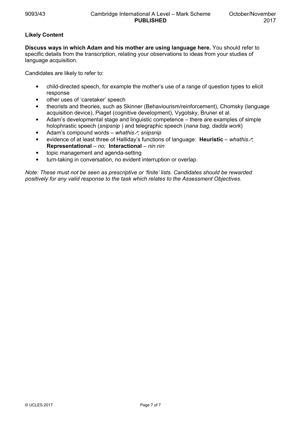 Mark scheme, page 7 of 7