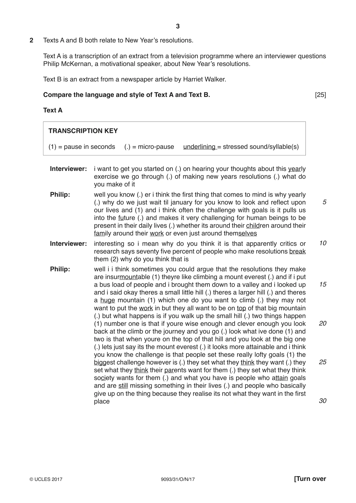 Cambridge A Level English - Language AS and A Level (from 2014) 9093 2017 Oct/Nov Paper 3 · Variant 1 question paper, page 3 of 4