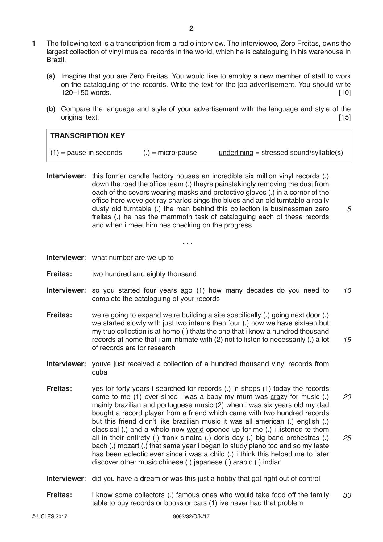 Cambridge A Level English - Language AS and A Level (from 2014) 9093 2017 Oct/Nov Paper 3 · Variant 2 question paper, page 2 of 8