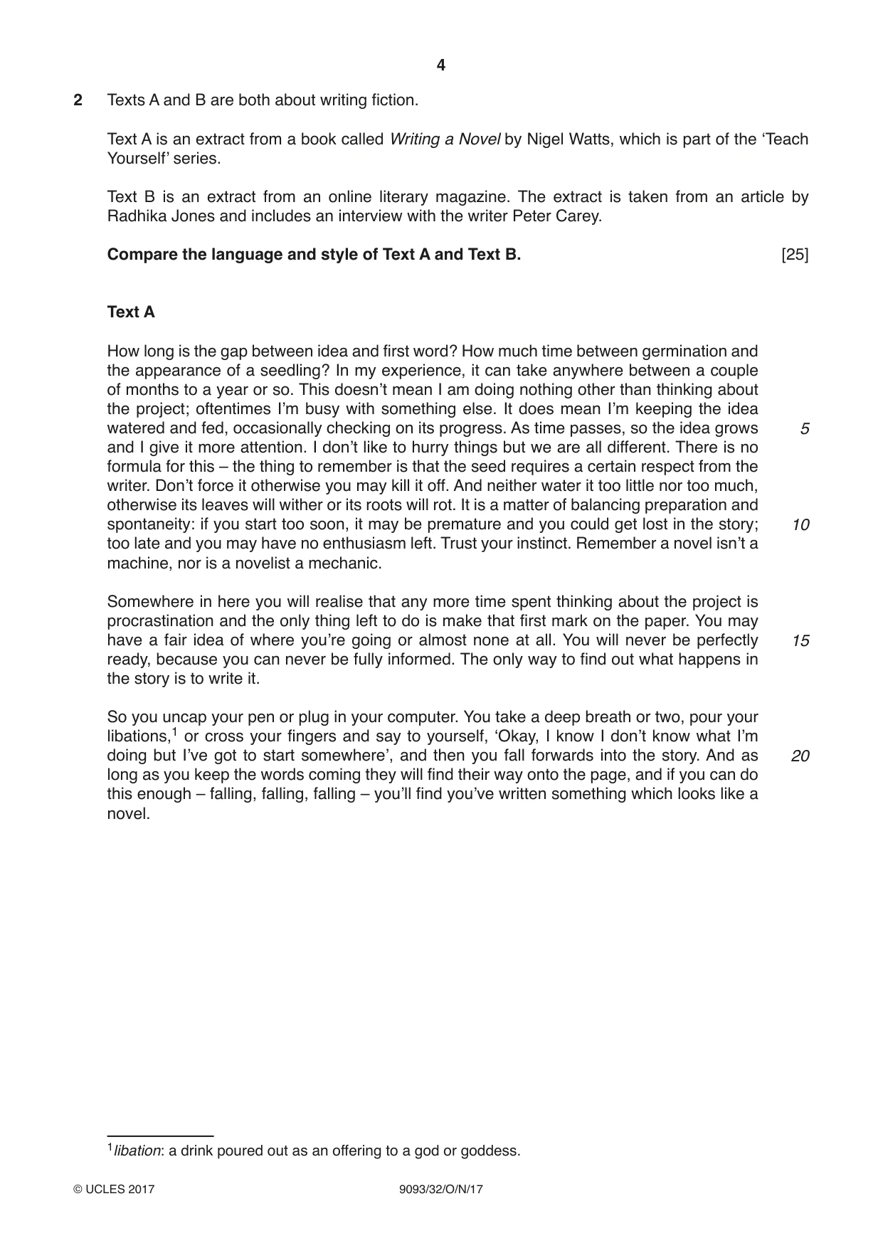 Cambridge A Level English - Language AS and A Level (from 2014) 9093 2017 Oct/Nov Paper 3 · Variant 2 question paper, page 4 of 8