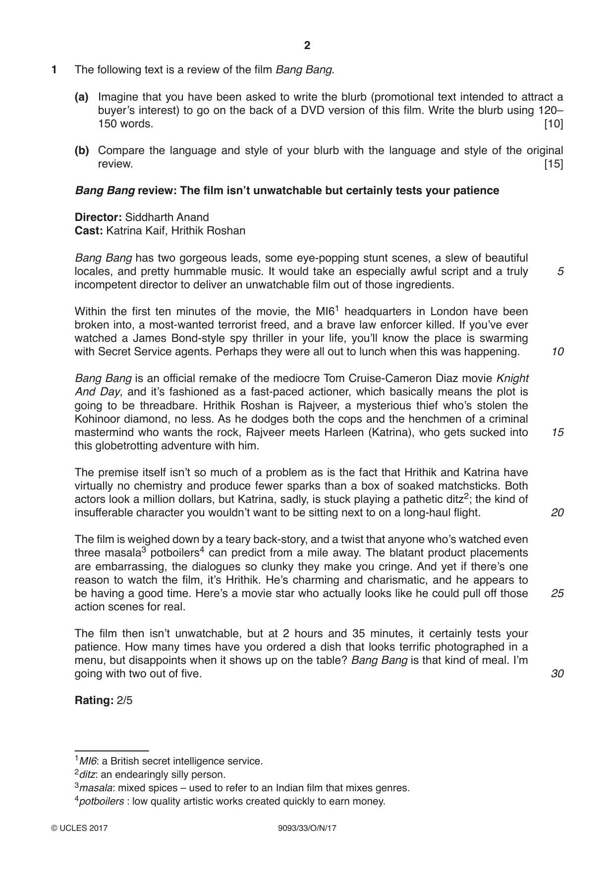 Cambridge A Level English - Language AS and A Level (from 2014) 9093 2017 Oct/Nov Paper 3 · Variant 3 question paper, page 2 of 4