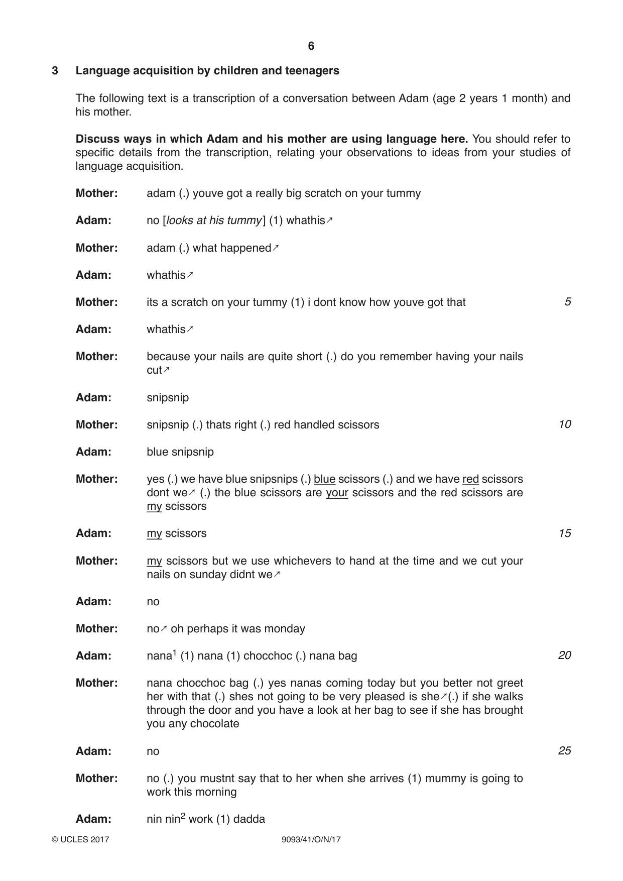 Cambridge A Level English - Language AS and A Level (from 2014) 9093 2017 Oct/Nov Paper 4 · Variant 1 question paper, page 6 of 8