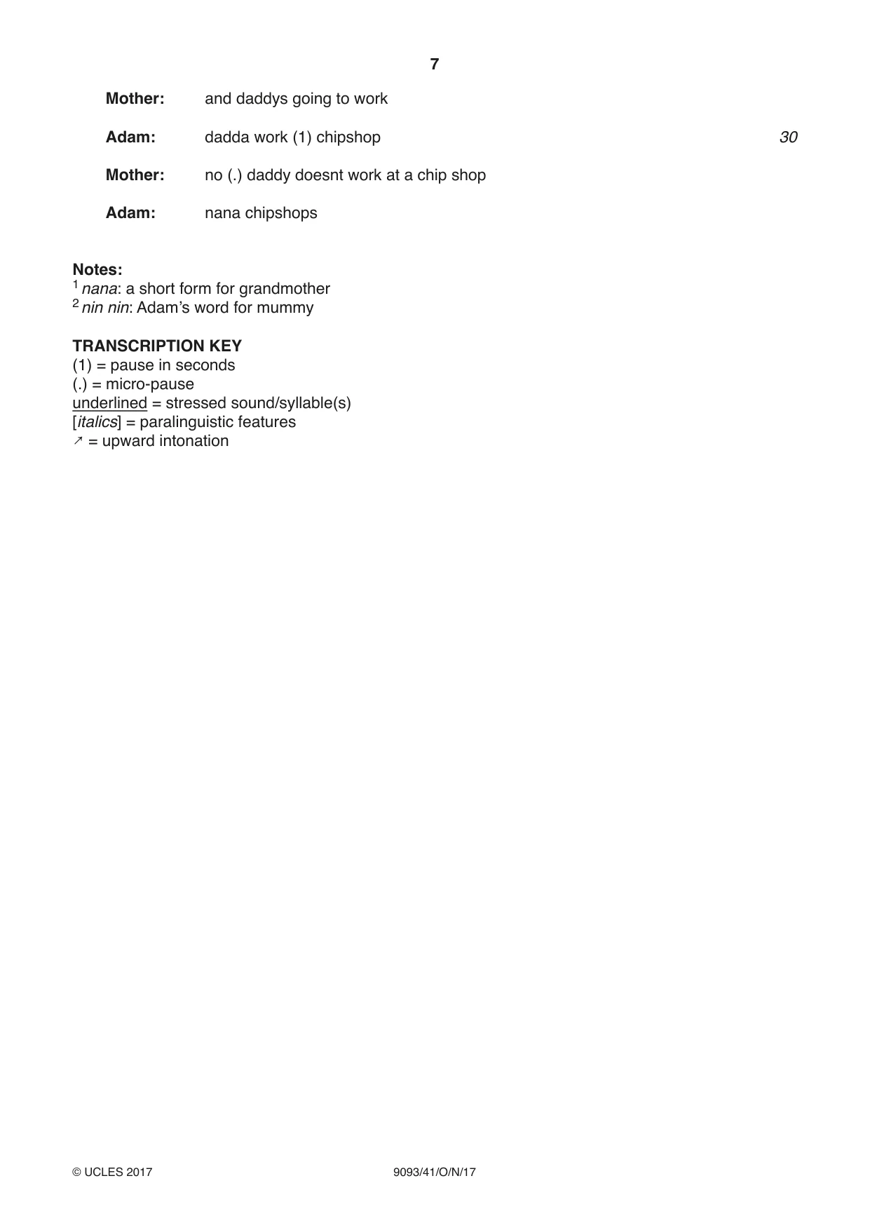 Cambridge A Level English - Language AS and A Level (from 2014) 9093 2017 Oct/Nov Paper 4 · Variant 1 question paper, page 7 of 8