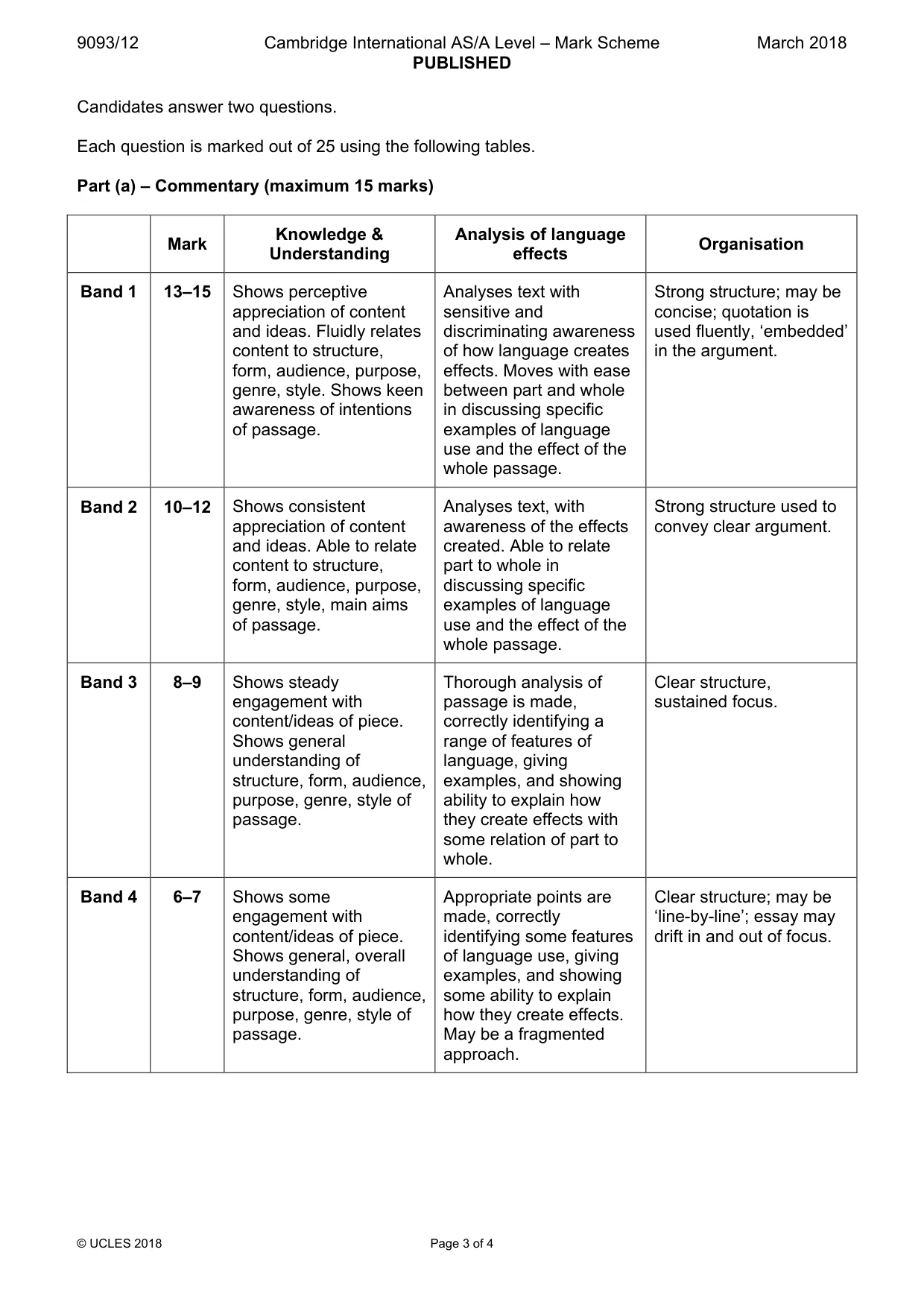 Mark scheme, page 3 of 4