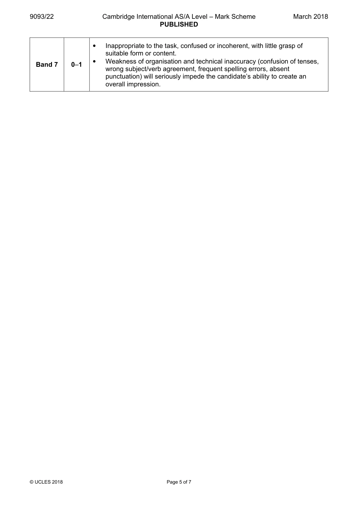 Mark scheme, page 5 of 7