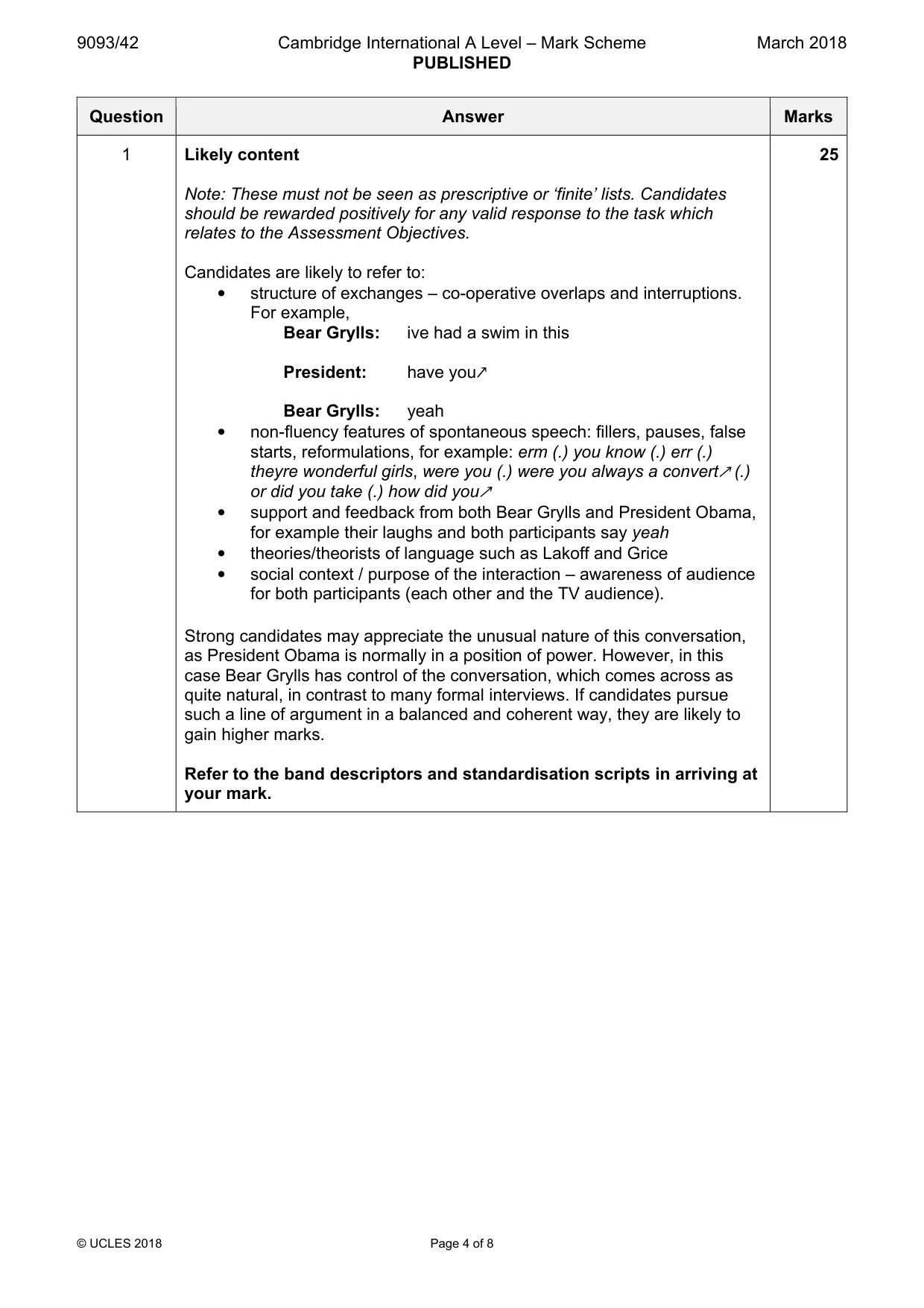 Mark scheme, page 4 of 8