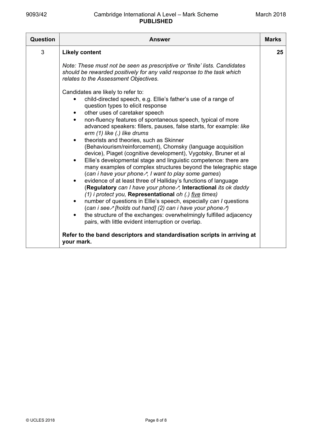 Mark scheme, page 8 of 8