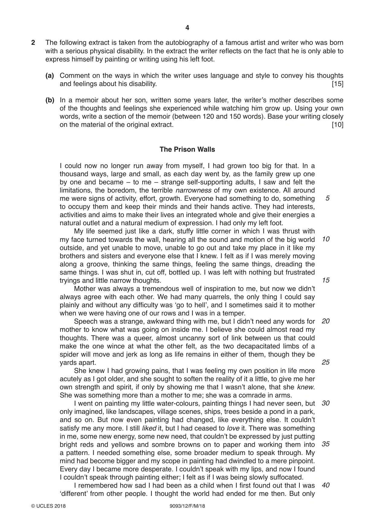 Cambridge A Level English - Language AS and A Level (from 2014) 9093 2018 Feb/March Paper 1 · Variant 2 question paper, page 4 of 8