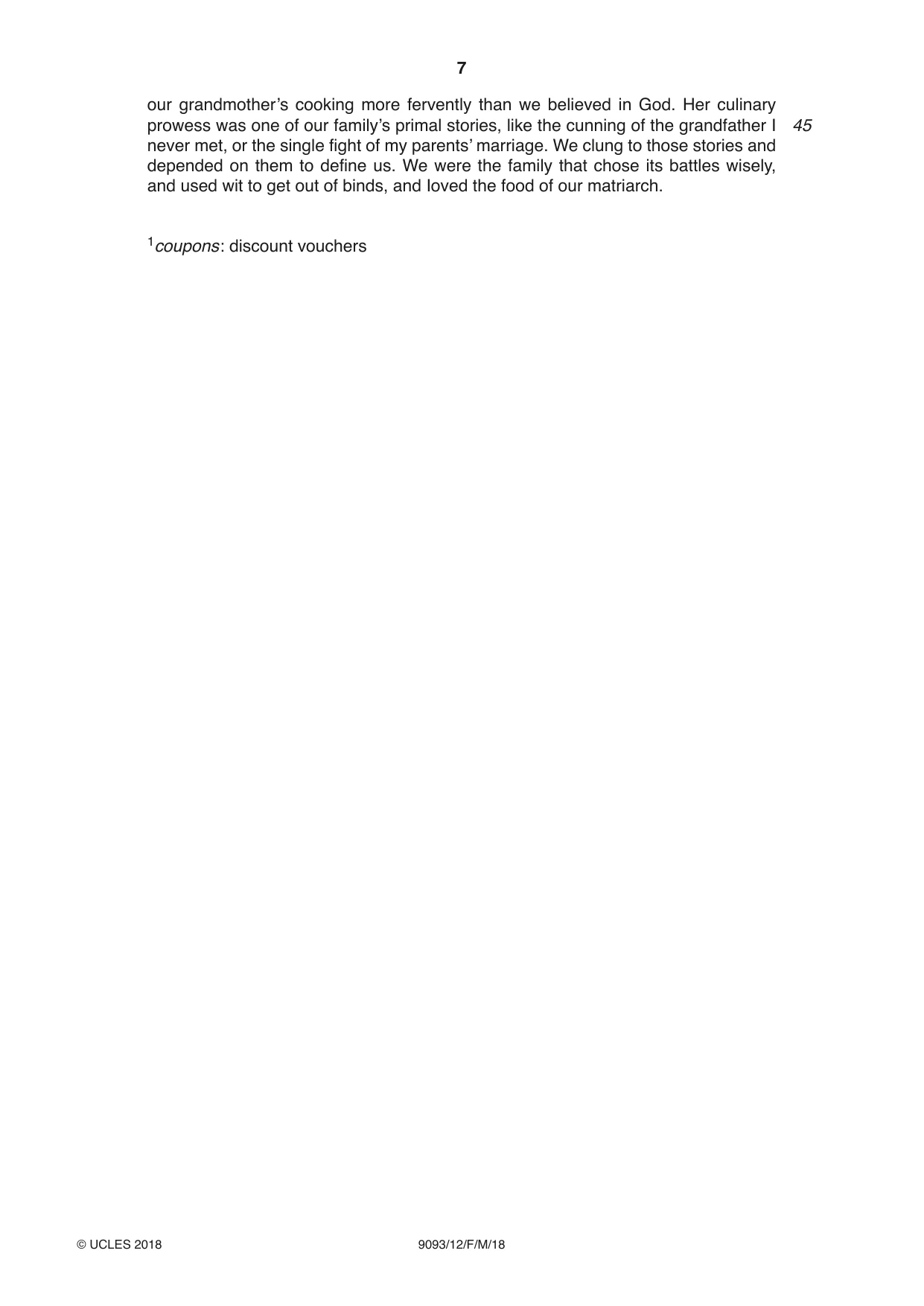 Cambridge A Level English - Language AS and A Level (from 2014) 9093 2018 Feb/March Paper 1 · Variant 2 question paper, page 7 of 8