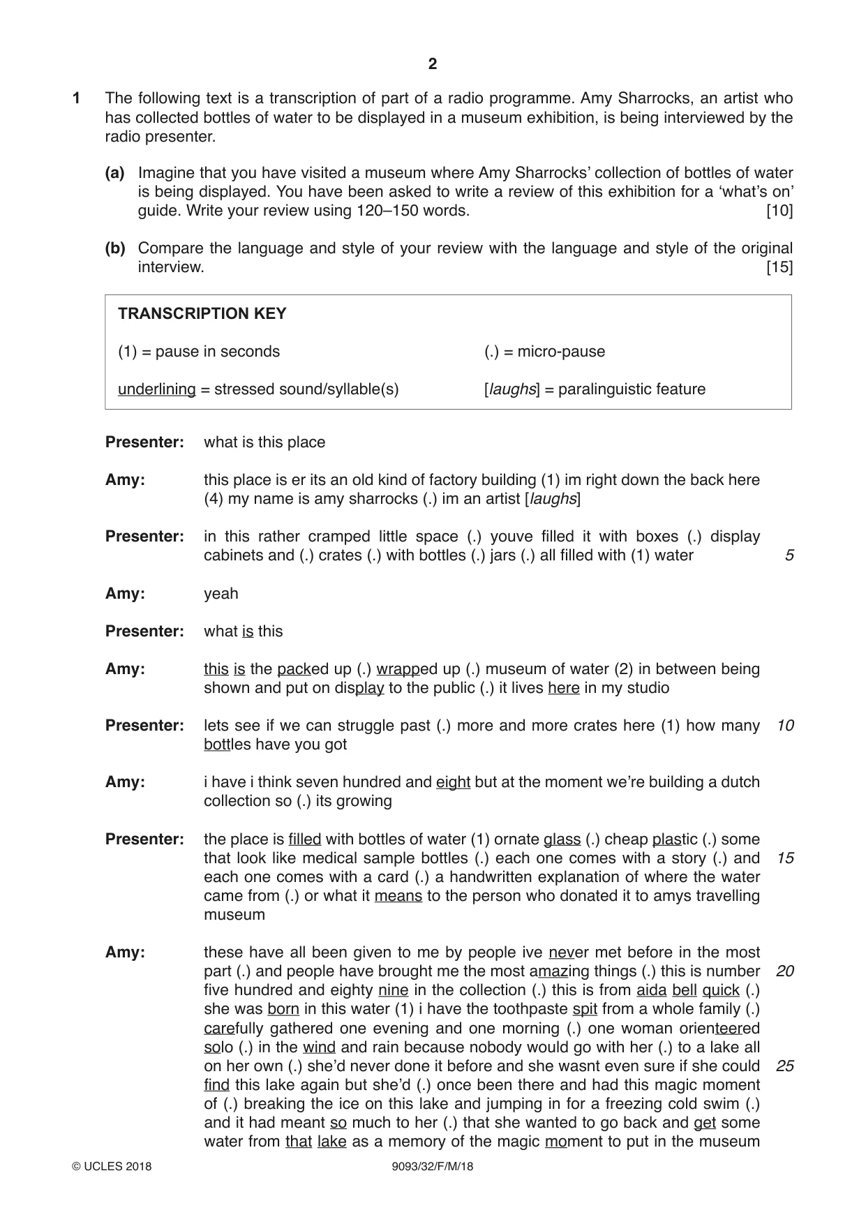 Cambridge A Level English - Language AS and A Level (from 2014) 9093 2018 Feb/March Paper 3 · Variant 2 question paper, page 2 of 8
