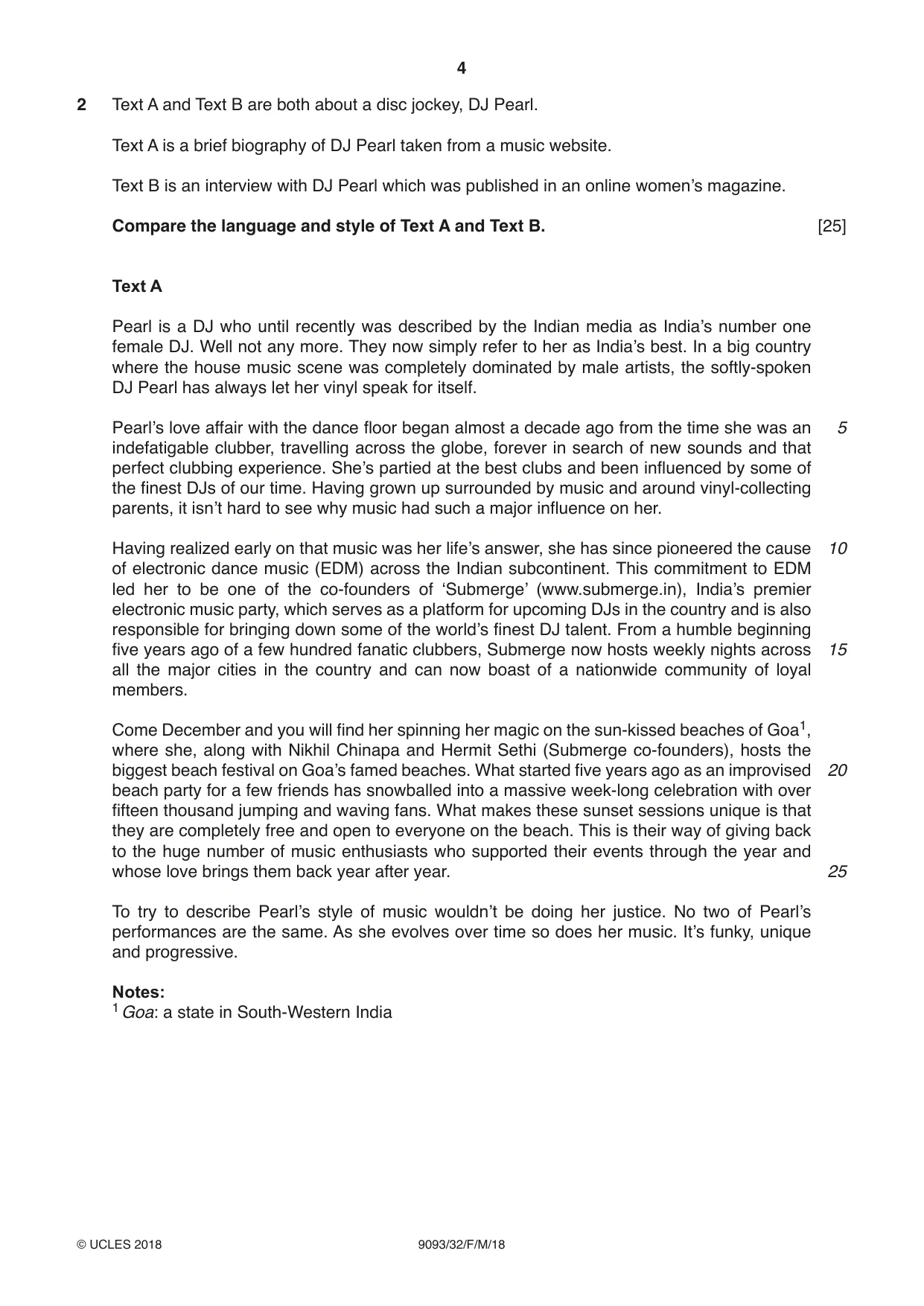 Cambridge A Level English - Language AS and A Level (from 2014) 9093 2018 Feb/March Paper 3 · Variant 2 question paper, page 4 of 8