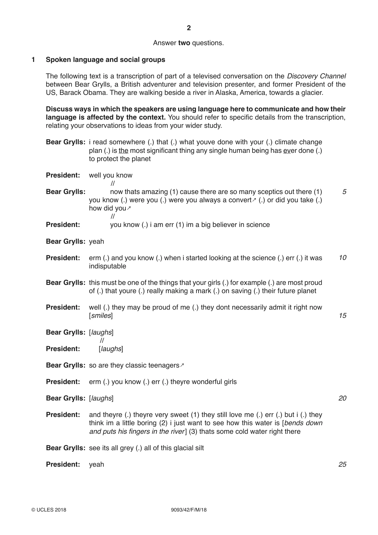 Cambridge A Level English - Language AS and A Level (from 2014) 9093 2018 Feb/March Paper 4 · Variant 2 question paper, page 2 of 8
