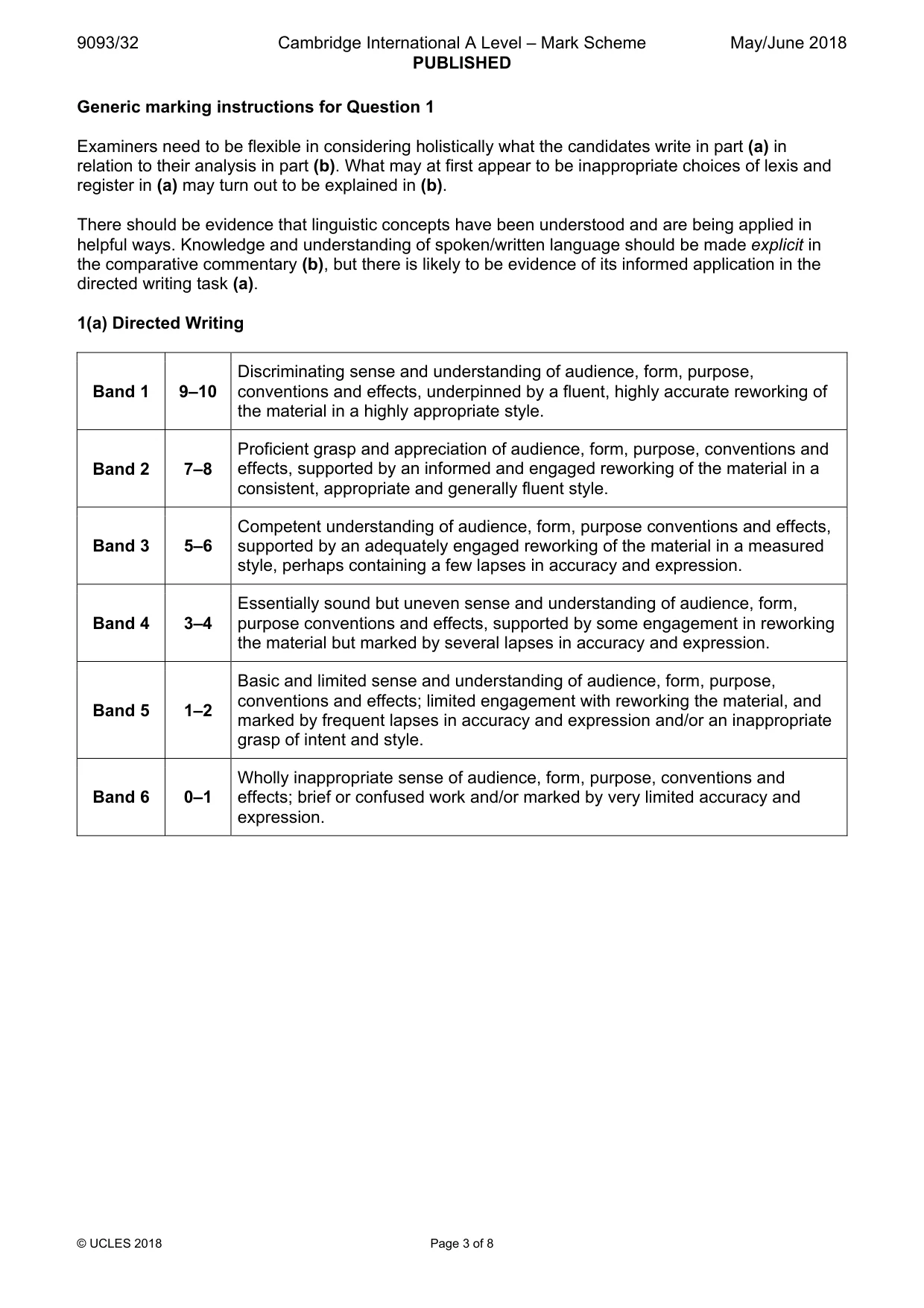 Mark scheme, page 3 of 8