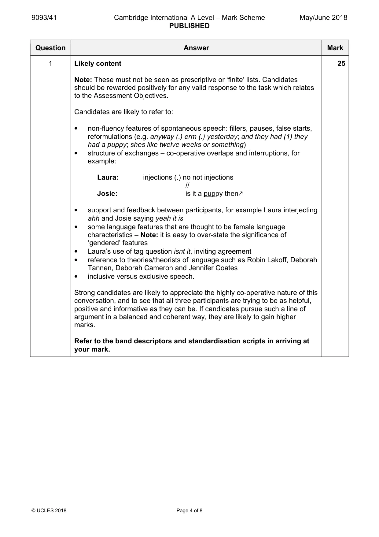 Mark scheme, page 4 of 8