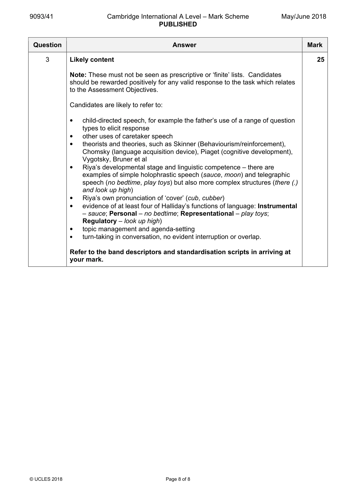Mark scheme, page 8 of 8