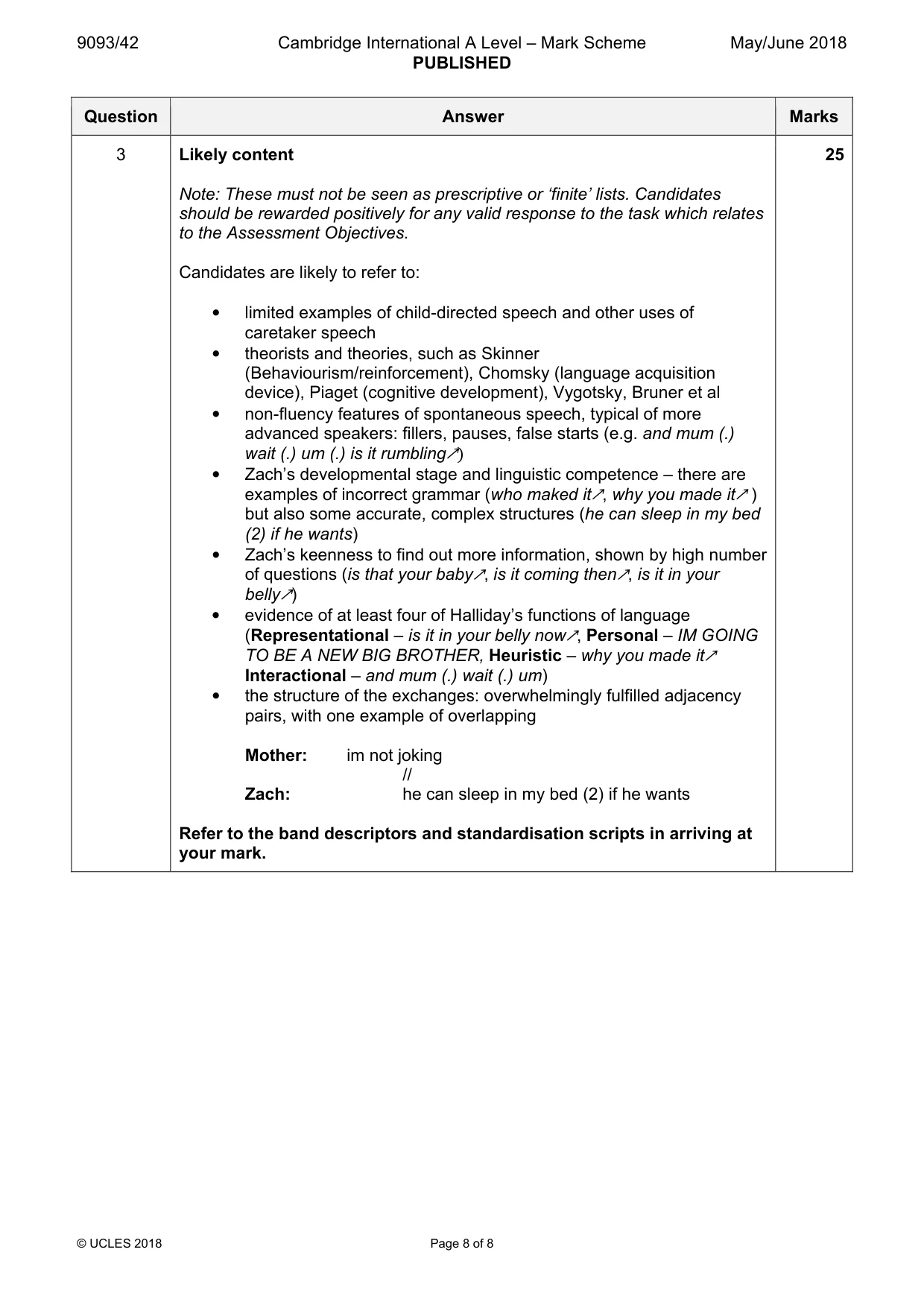 Mark scheme, page 8 of 8